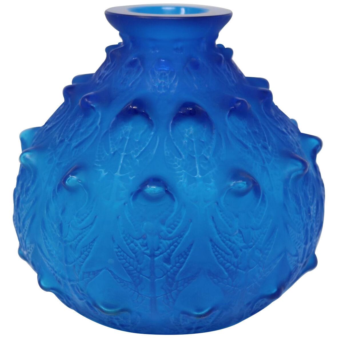 Rene Lalique Electric Blue Coloured Fougeres Vase
