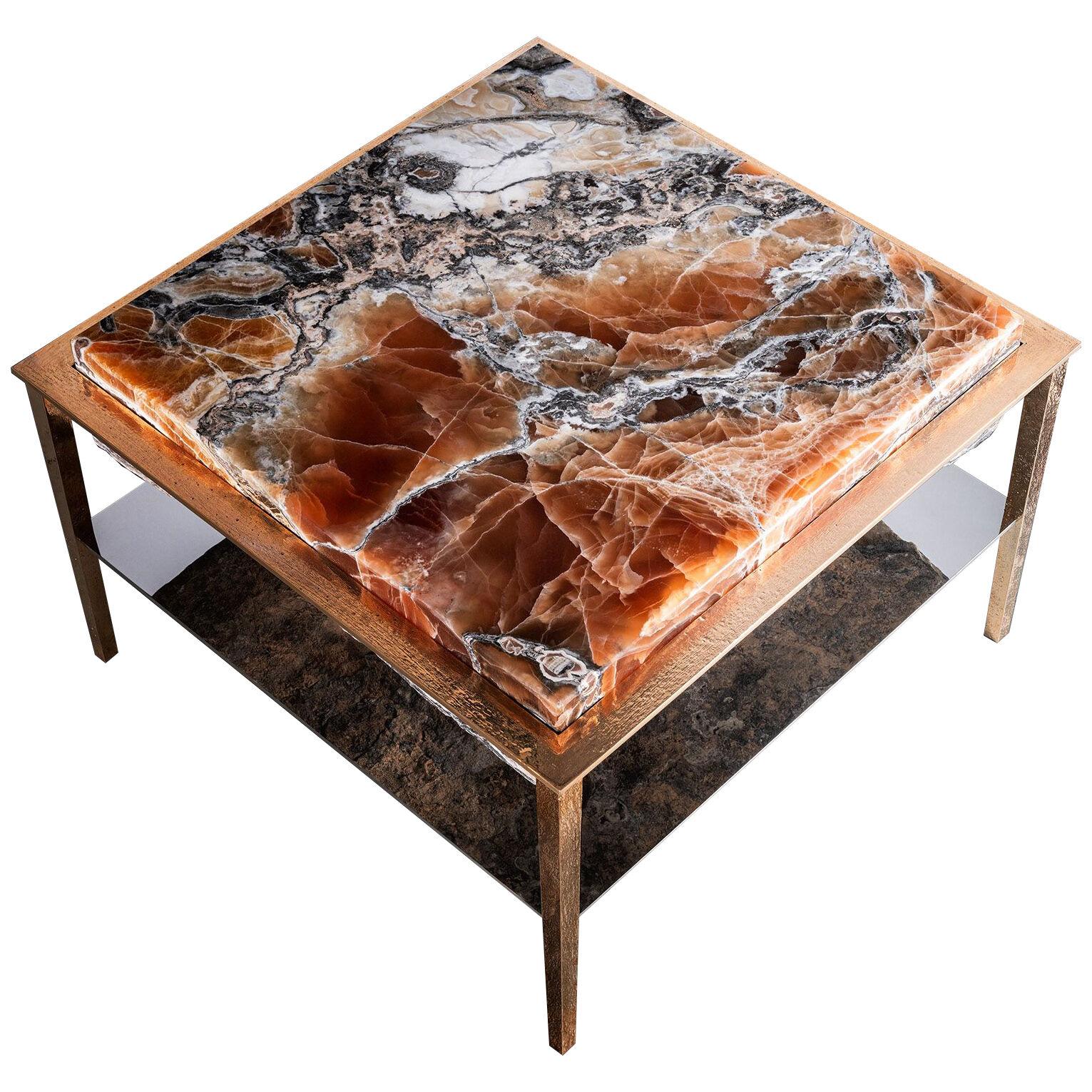 Sculptural Coffee Table Cremino Nebula by Gianluca Pacchioni Onyx Top