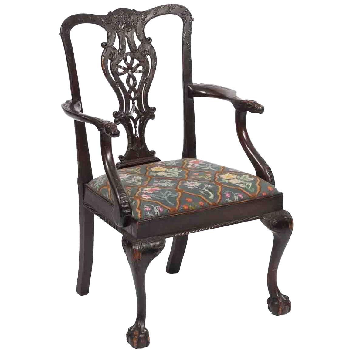 18th Century Irish Occasional Chair after Chippendale