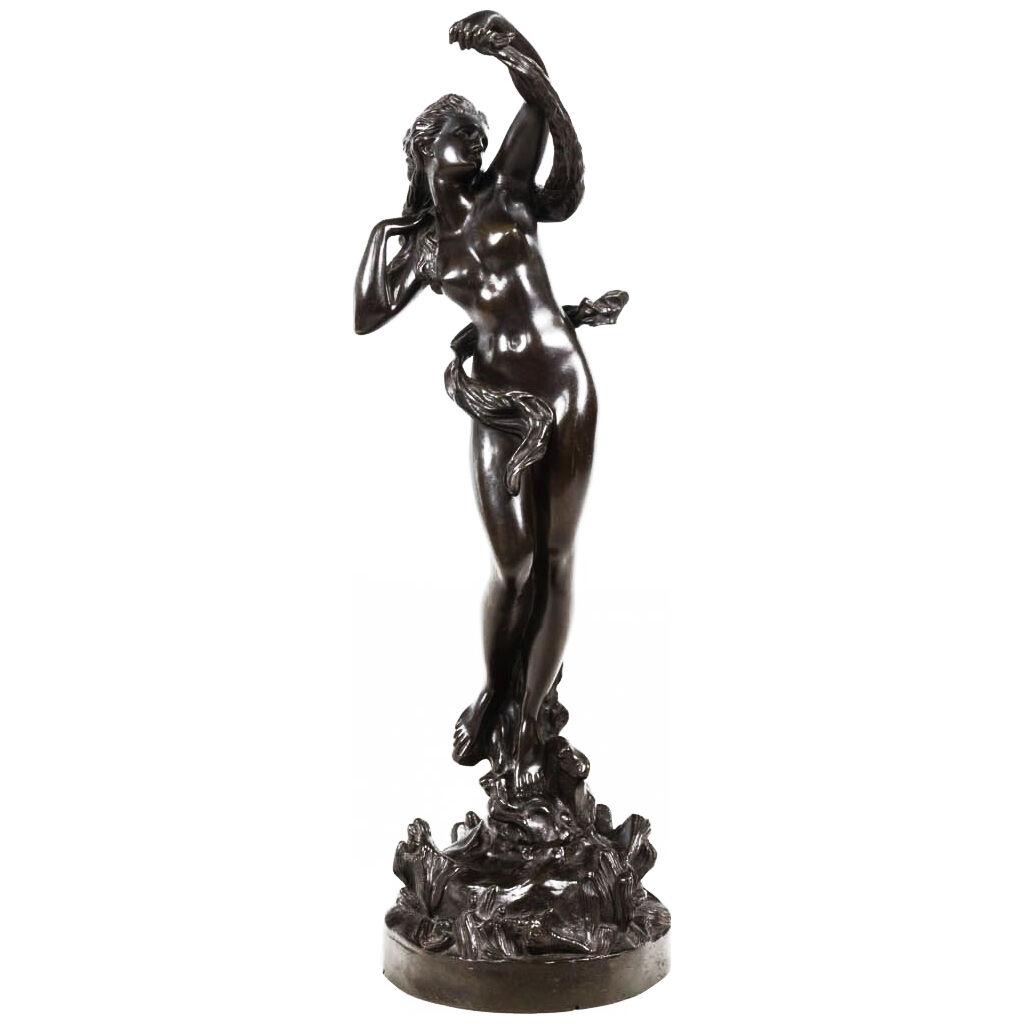19th Century Patinated Bronze Sculpture of a Dancing Female Figure