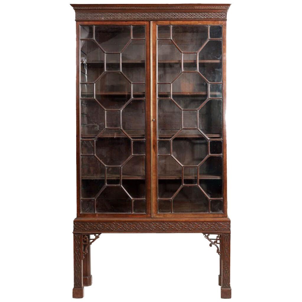 19th Century Georgian Chinese Chippendale Two-Door Display Cabinet