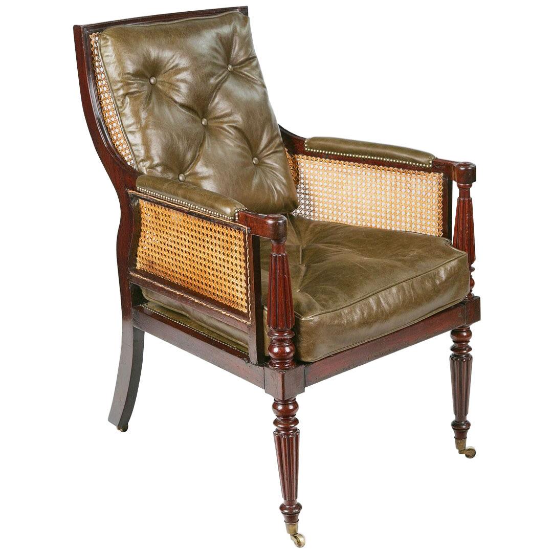 Early 19th Century Regency Bergere Library Chair