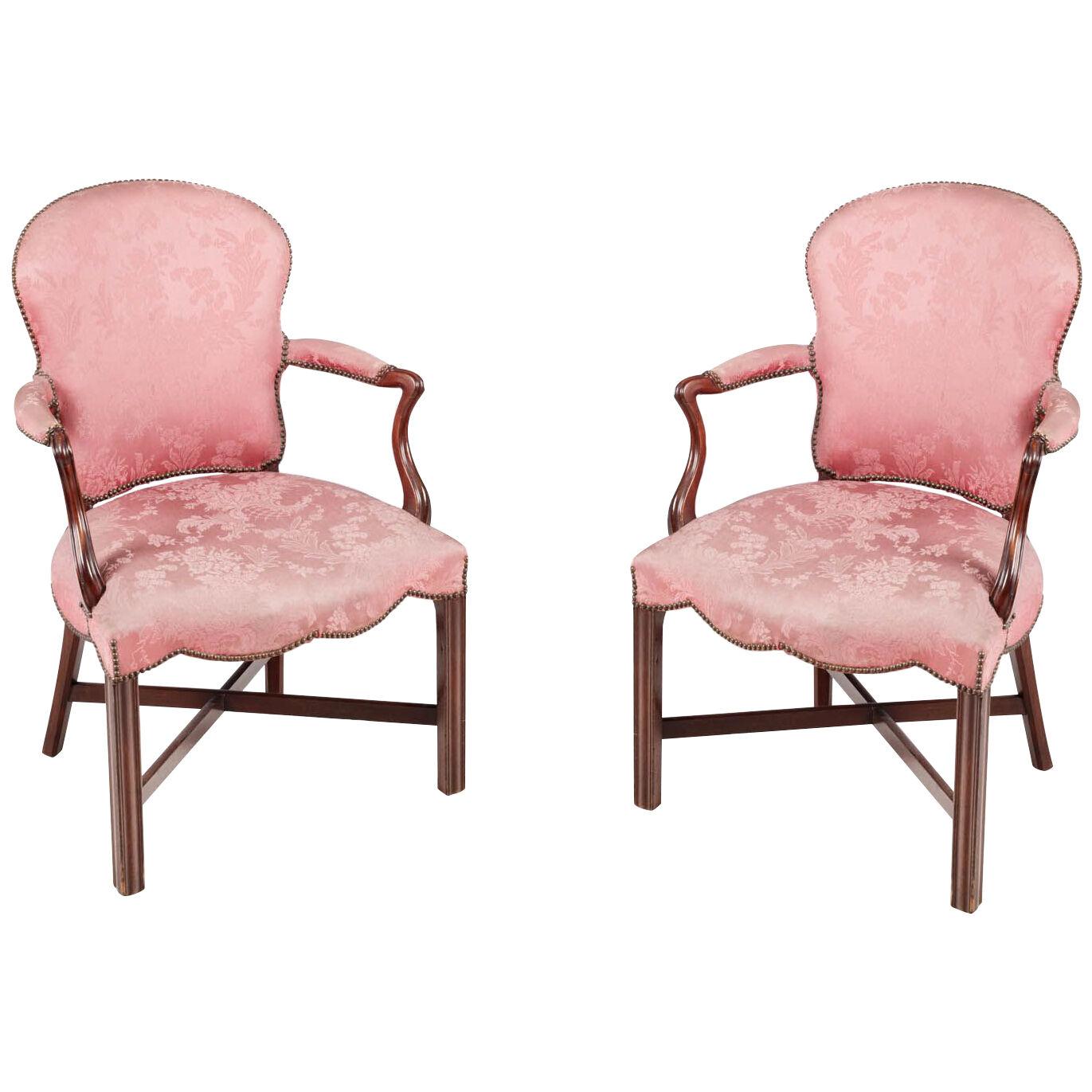 Pair 18th Century English Hepplewhite Armchairs