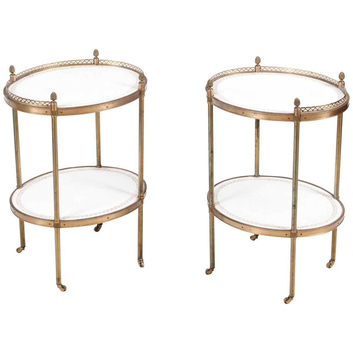 Pair French-Style 19th-Century End Tables With Acorn Finals