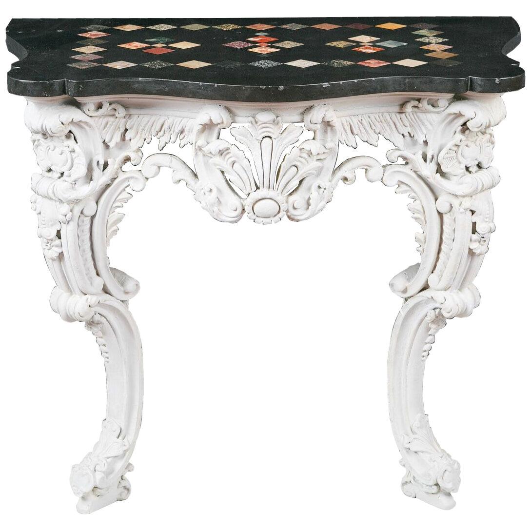 18th Century Gesso and Marble Console Table