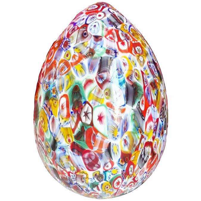  Table Lamp Floral Multicolor Murano Glass Egg  by SimoEng