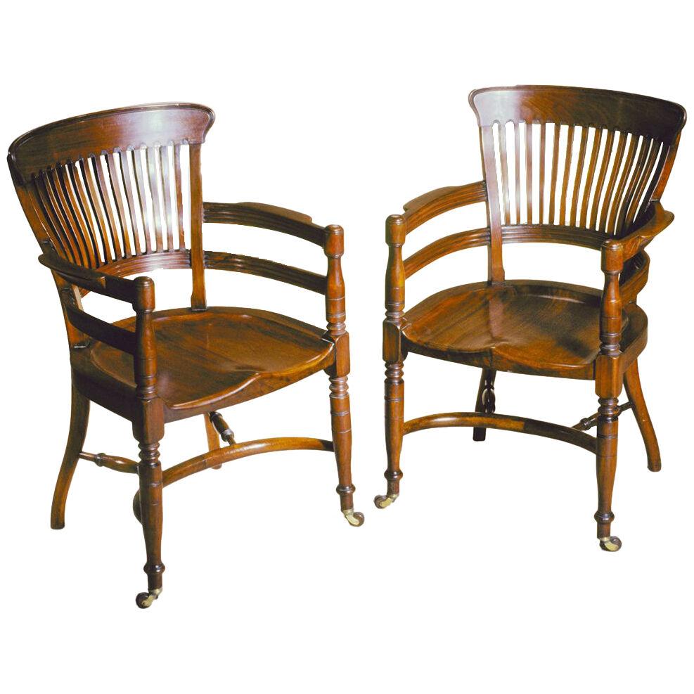 PAIR OF CAPTAIN'S ARM CHAIRS
