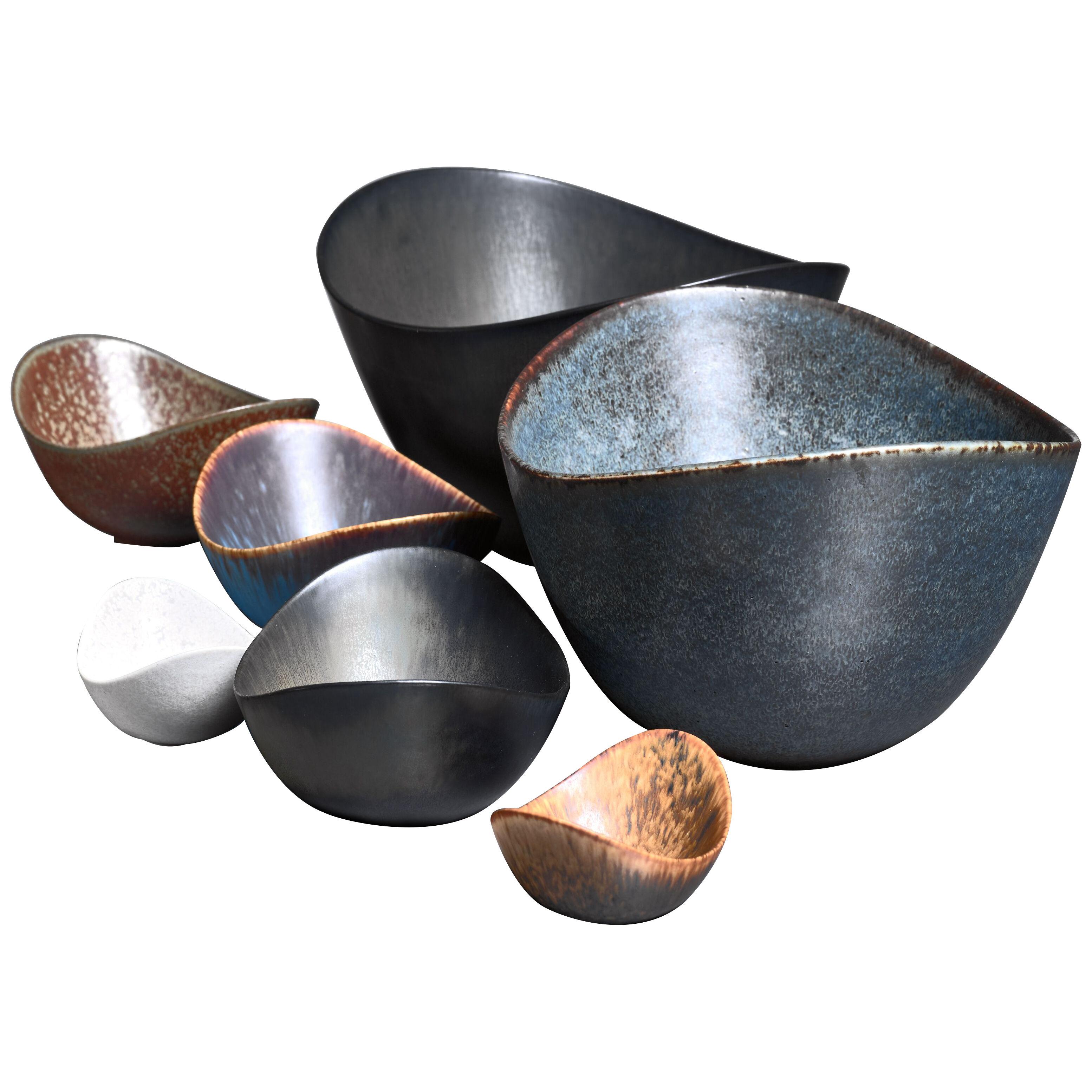 Collection of seven Gunnar Nylund ceramic bowls for Rörstrand, Sweden, 1950s