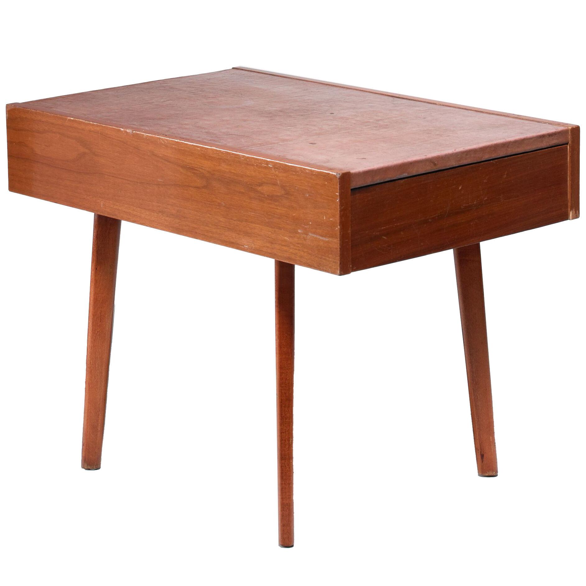 George Nelson Leather Top End Table with Drawer for Herman Miller, US, 1950s