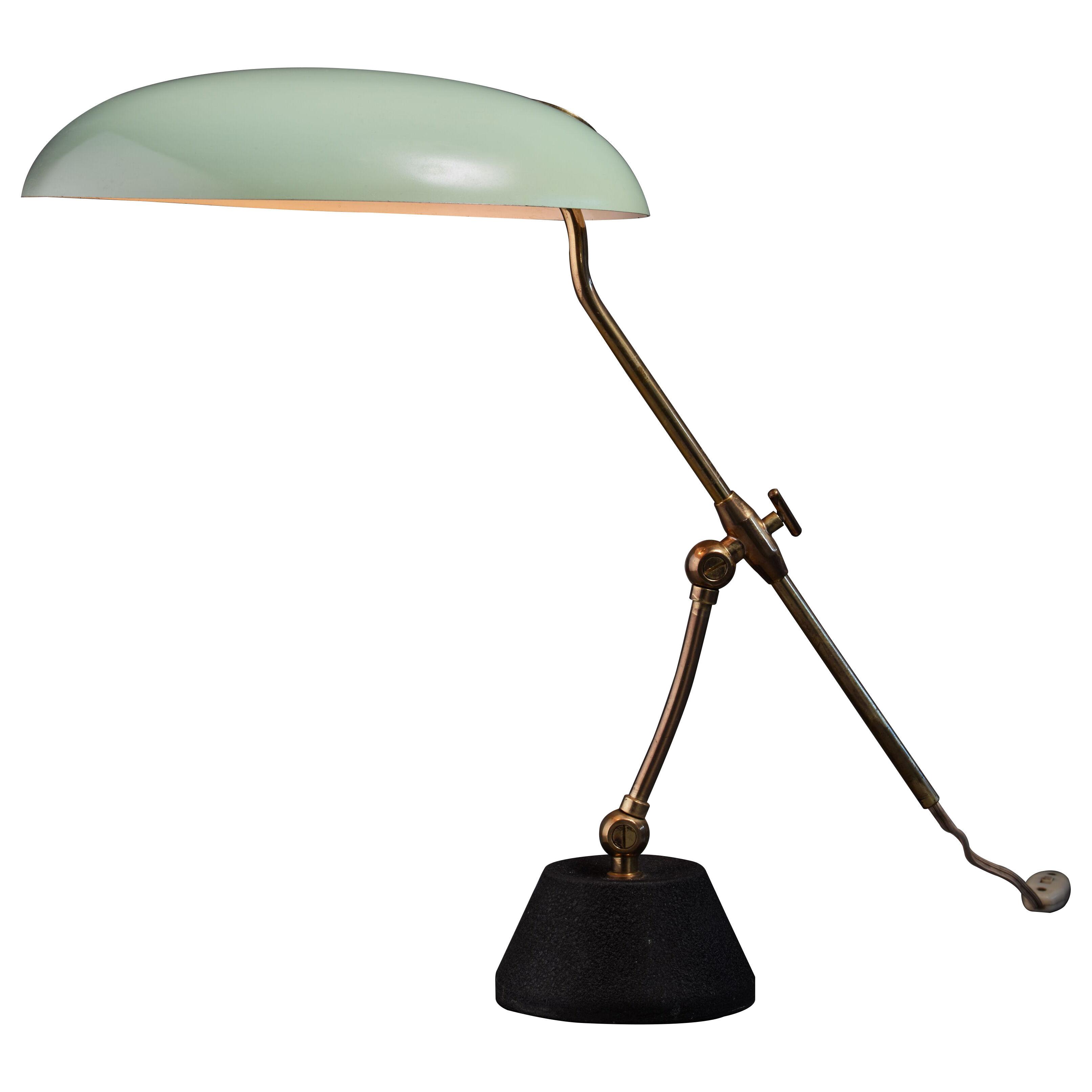 Green Shaded BAG Turgi Table Lamp, Switzerland, 1950s