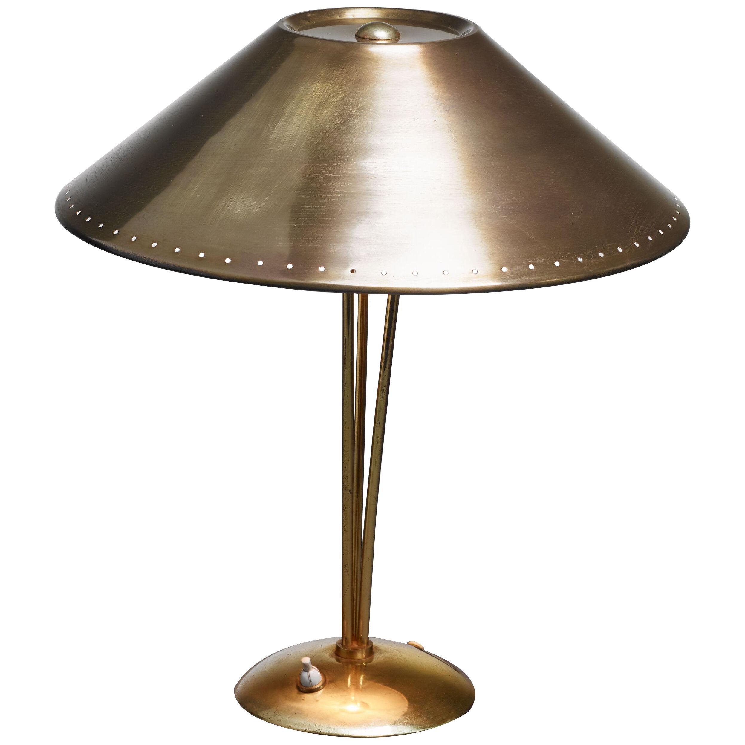 Solid Brass Table Lamp on a Tripod Stem, Austria, 1950s