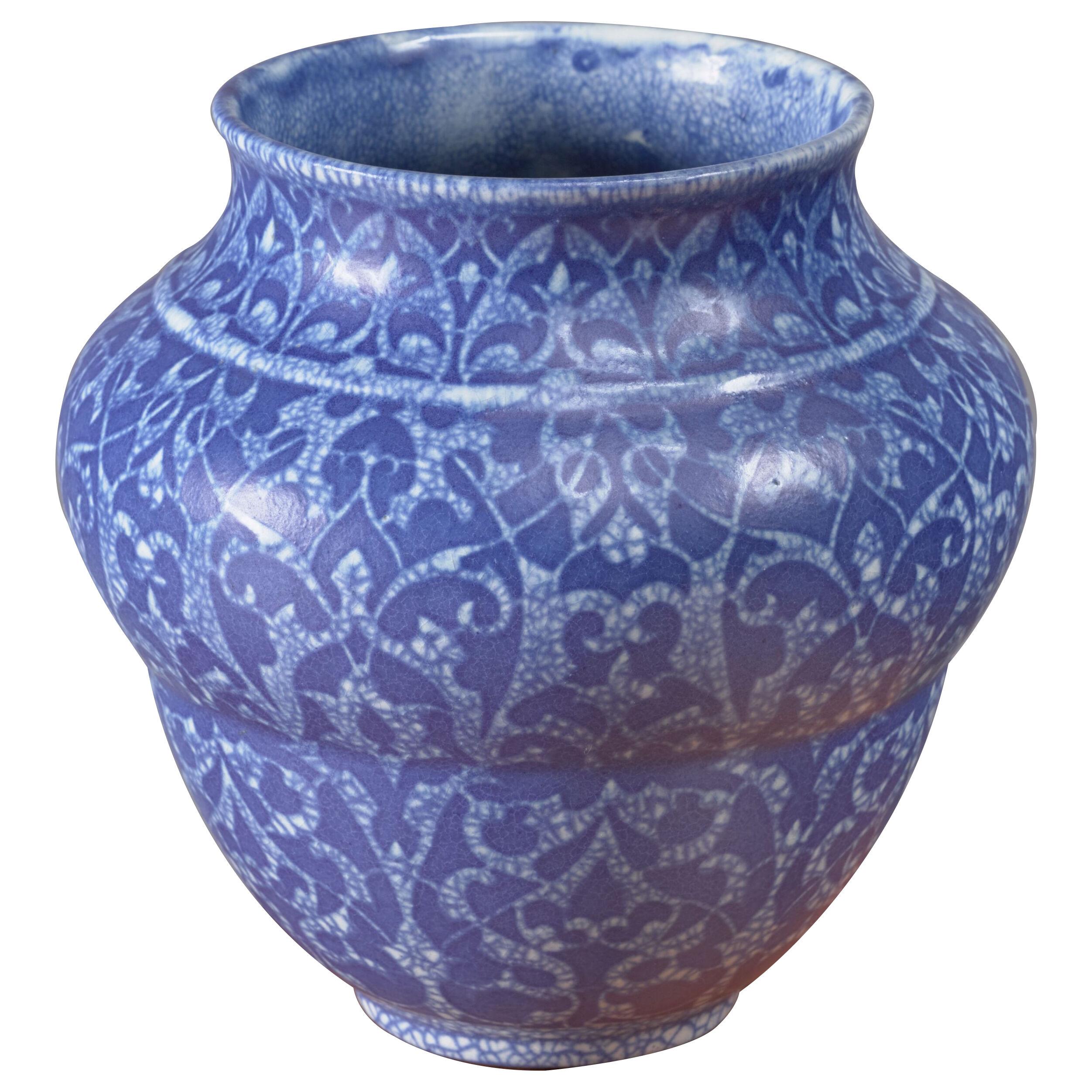 Velten Vordamm Art Deco Crackle Glaze Ceramic Vase, Germany, 1920s