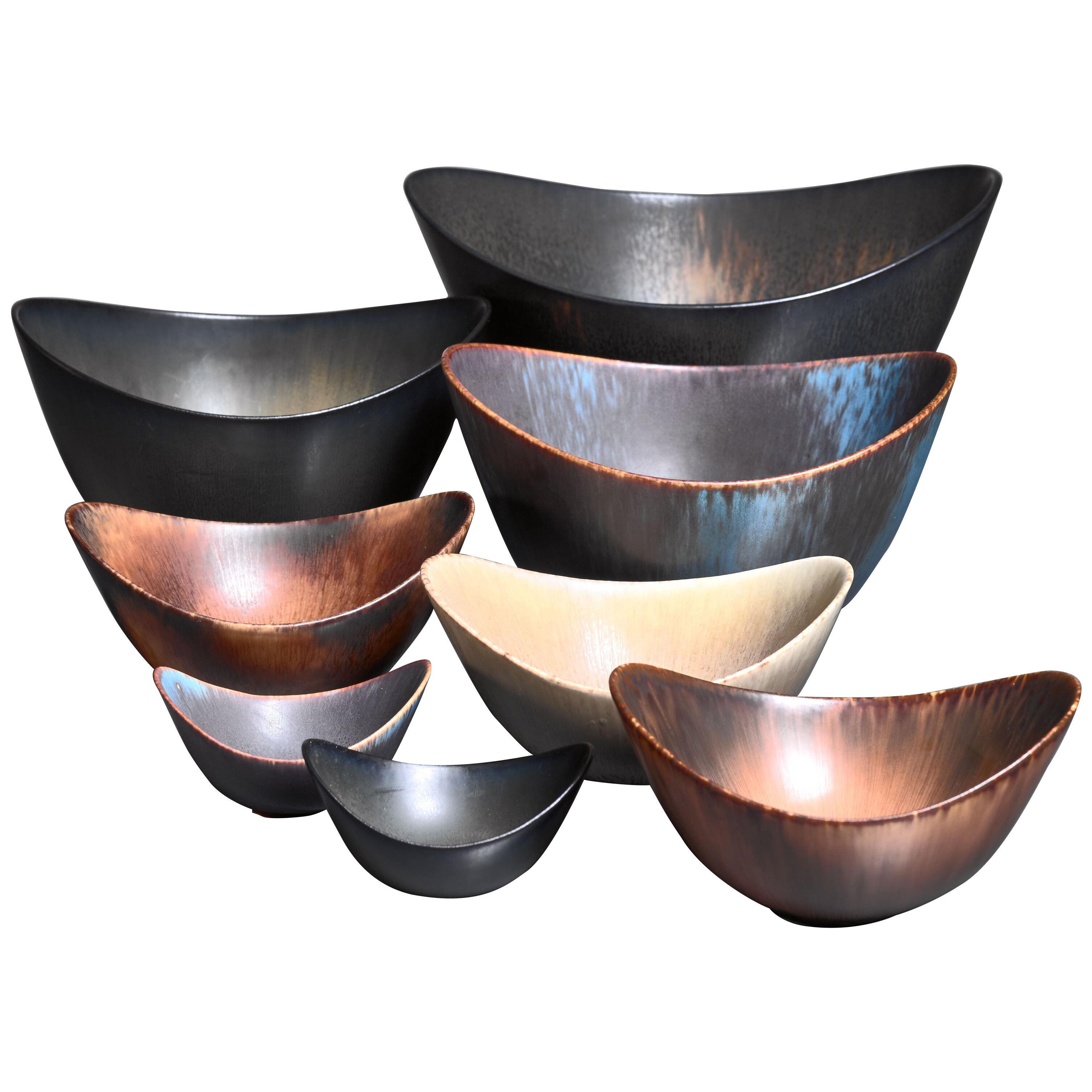 Group of 8 Gunnar Nylund ceramic bowls for Rörstrand, Sweden