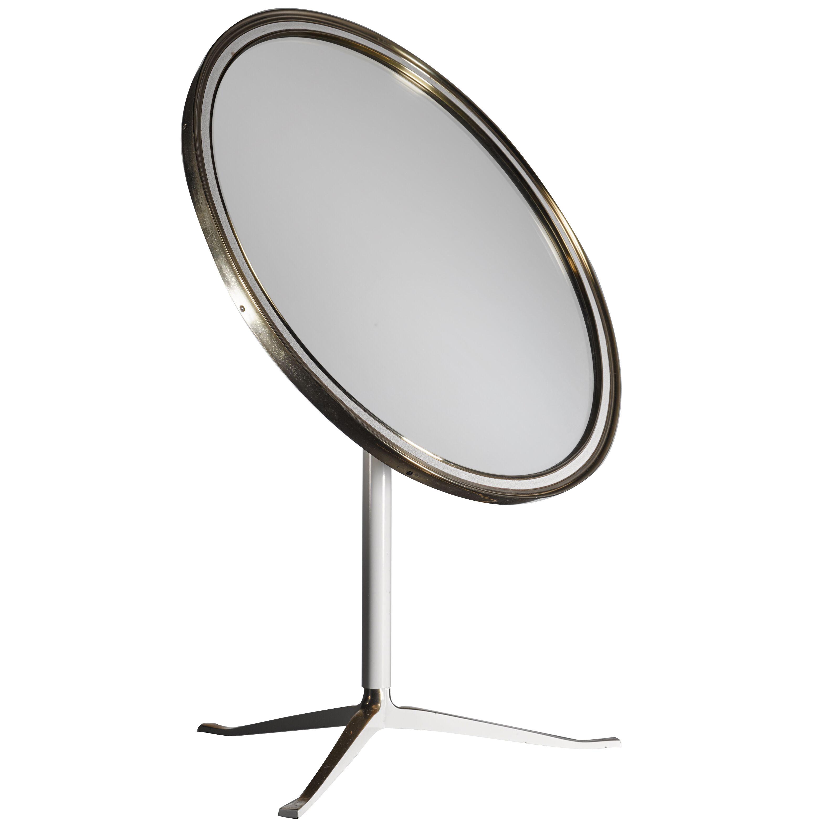 Round Brass and Console or Vanity Mirror, Germany, 1950s