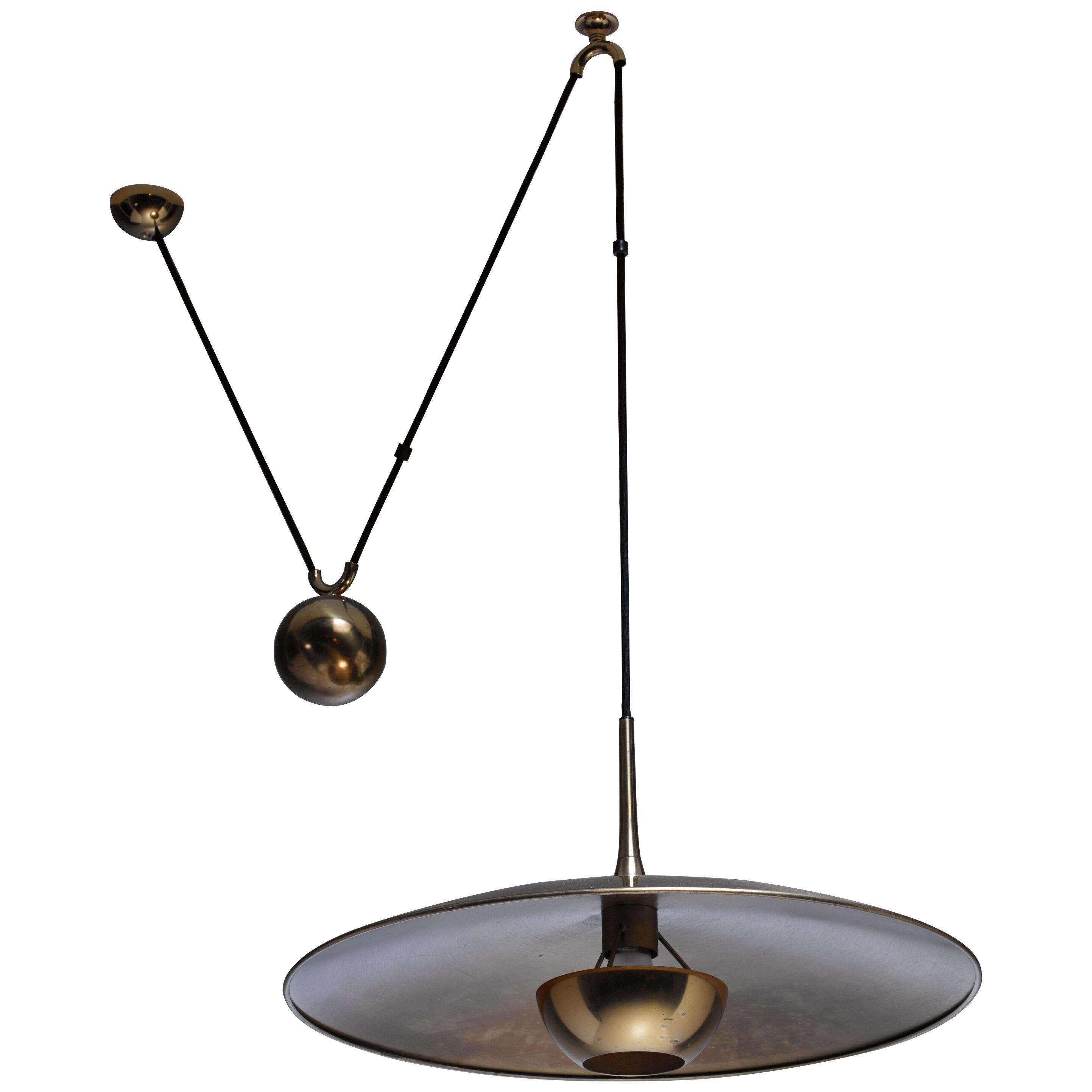 Florian Schulz Brass Onos Pendant with Counterweight, Germany, 1970s