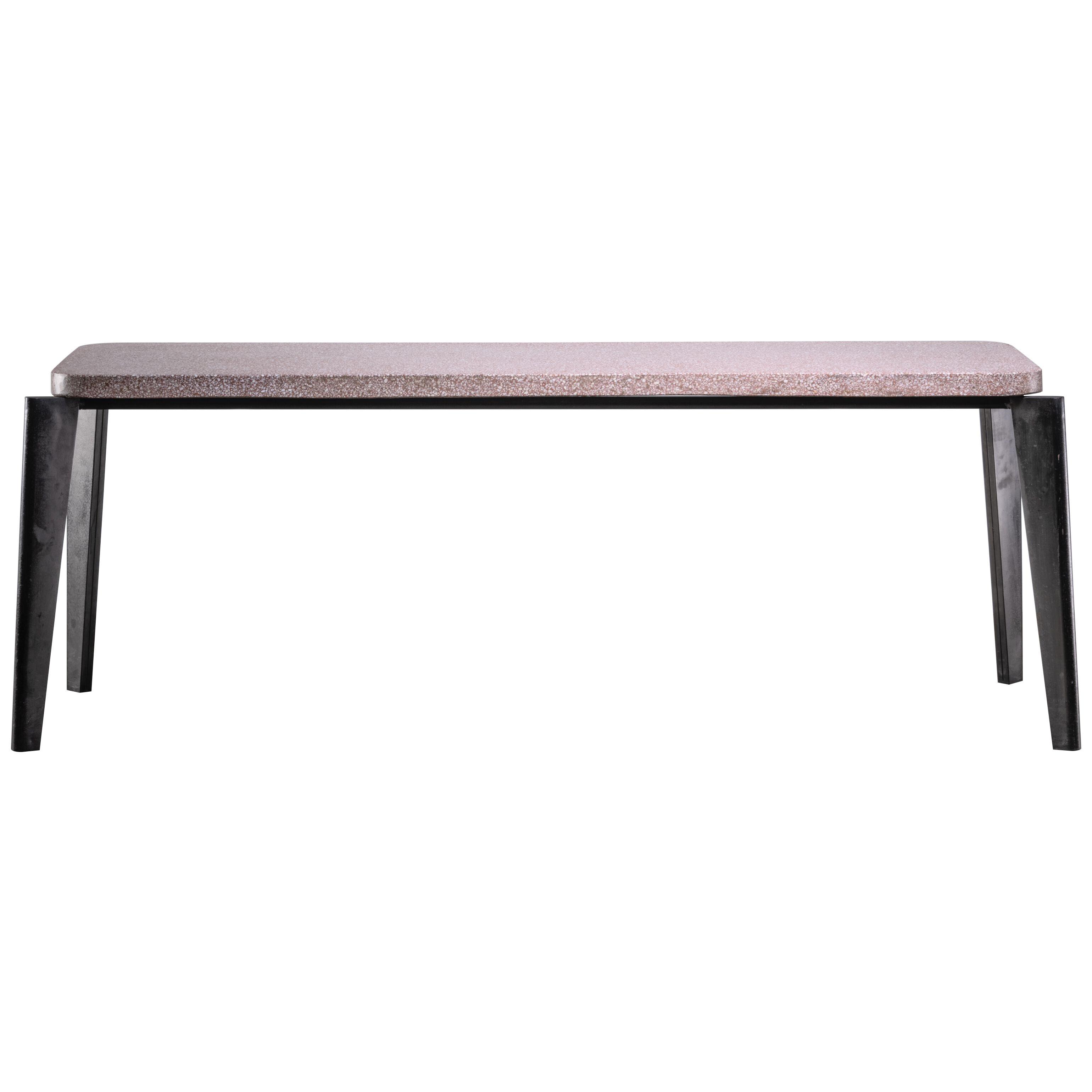 Jean Prouve model 504 or Flavigny dining table with granito top