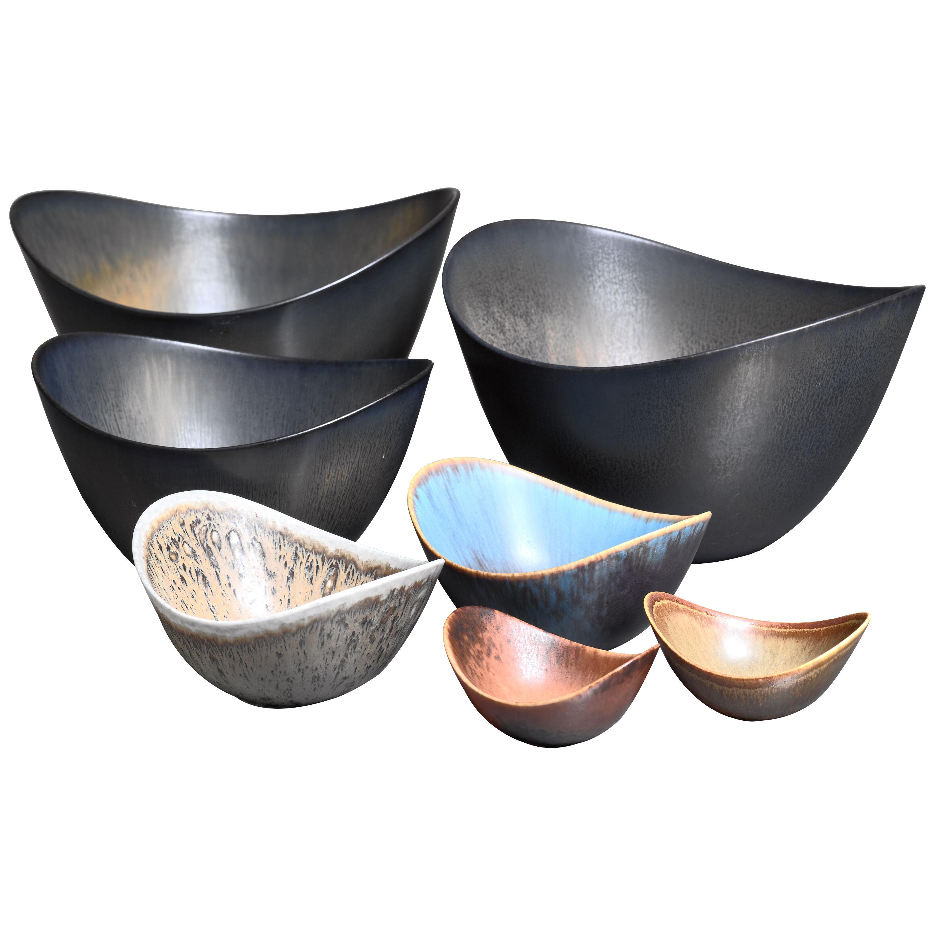  Set of 7 Gunnar Nylund ceramic bowls for Rörstrand, 1950s