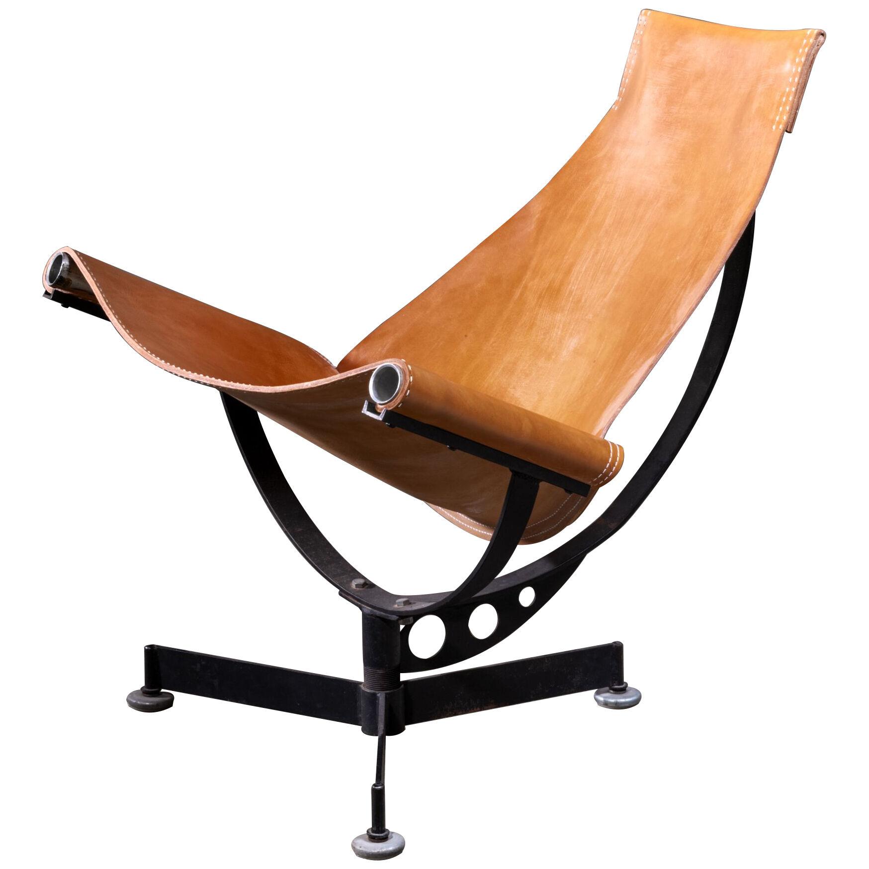 Max Gottschalk Leather Sling Lounge Chair, US, 1960s