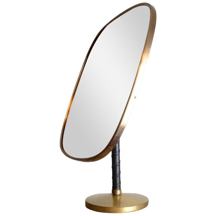 Table Mirror, leather and brass, Josef Frank for Firma Svenskt Tenn.