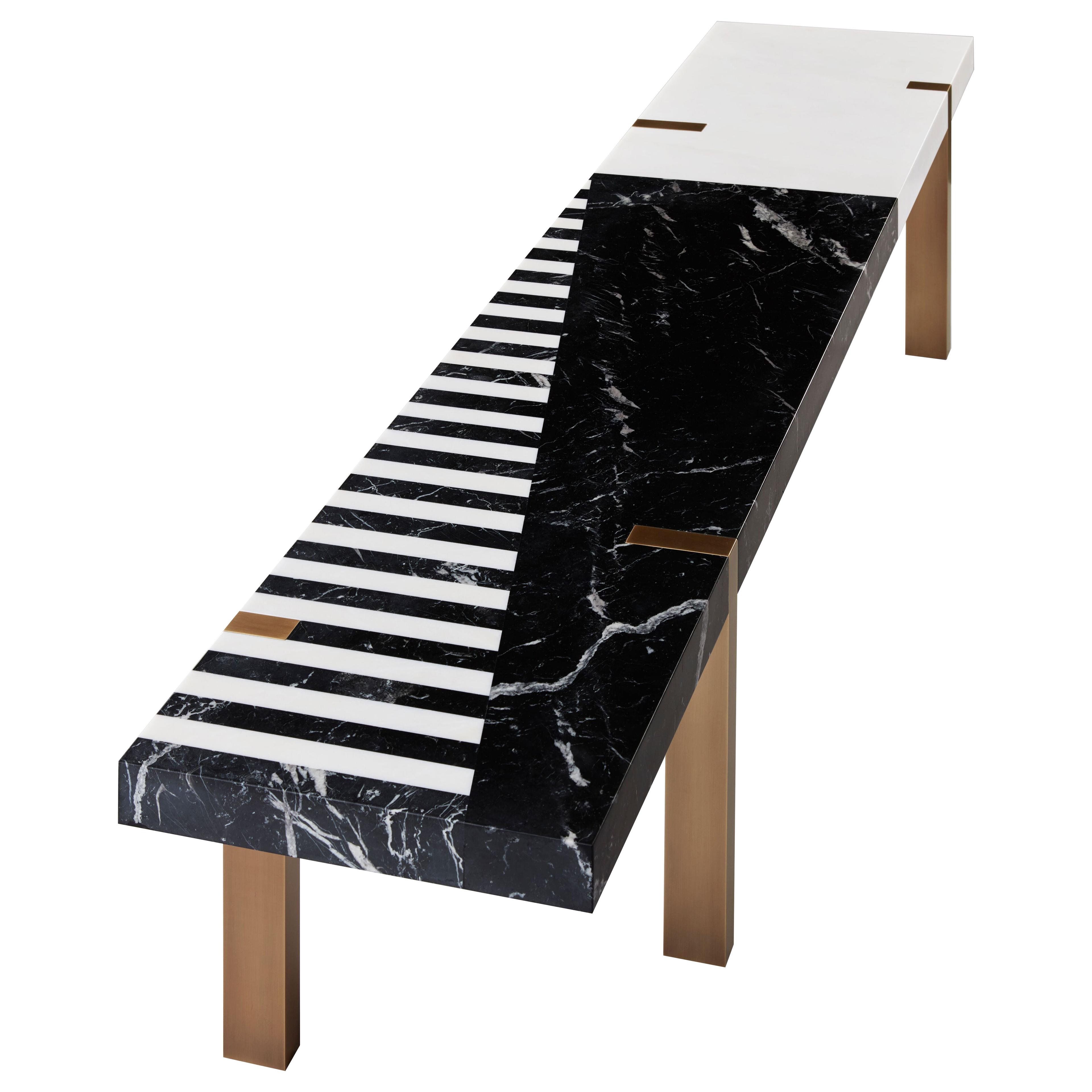 'Ellipse' Bench by Isabelle Stanislas featuring a Black and White Striped Motif