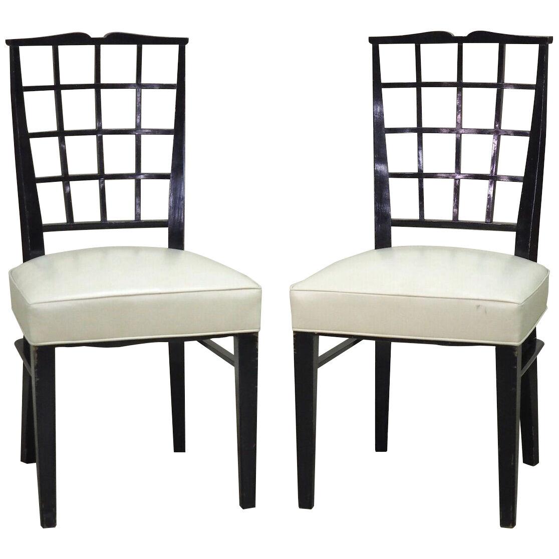 Dominique pair of ebonized side chairs