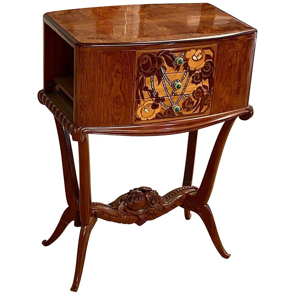 Lahalle et Levard side table/small cabinet with marquetry drawers