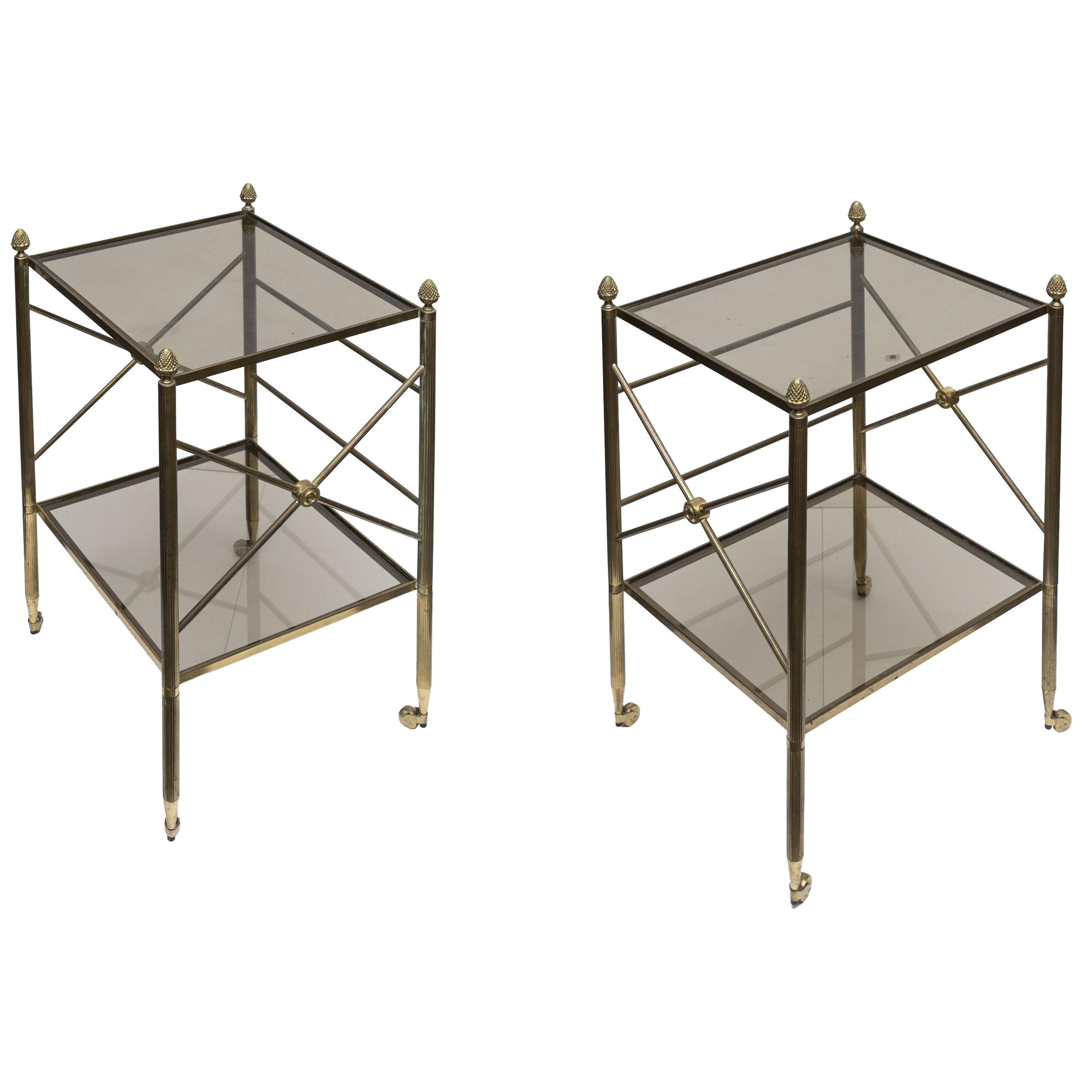 Pair of side tables / bedside tables neo-classic style.