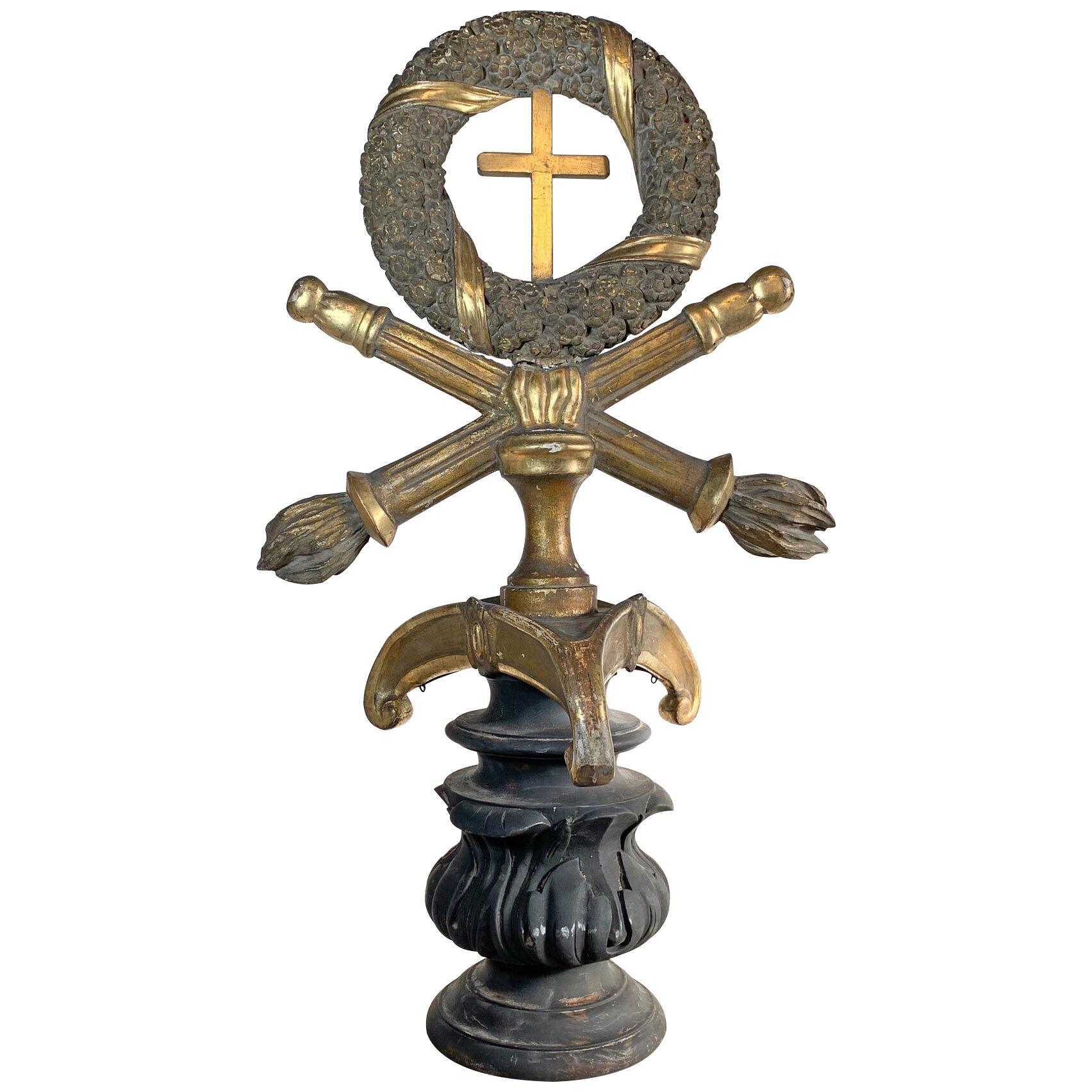 Large 18th Century Processional Cross on Later Base