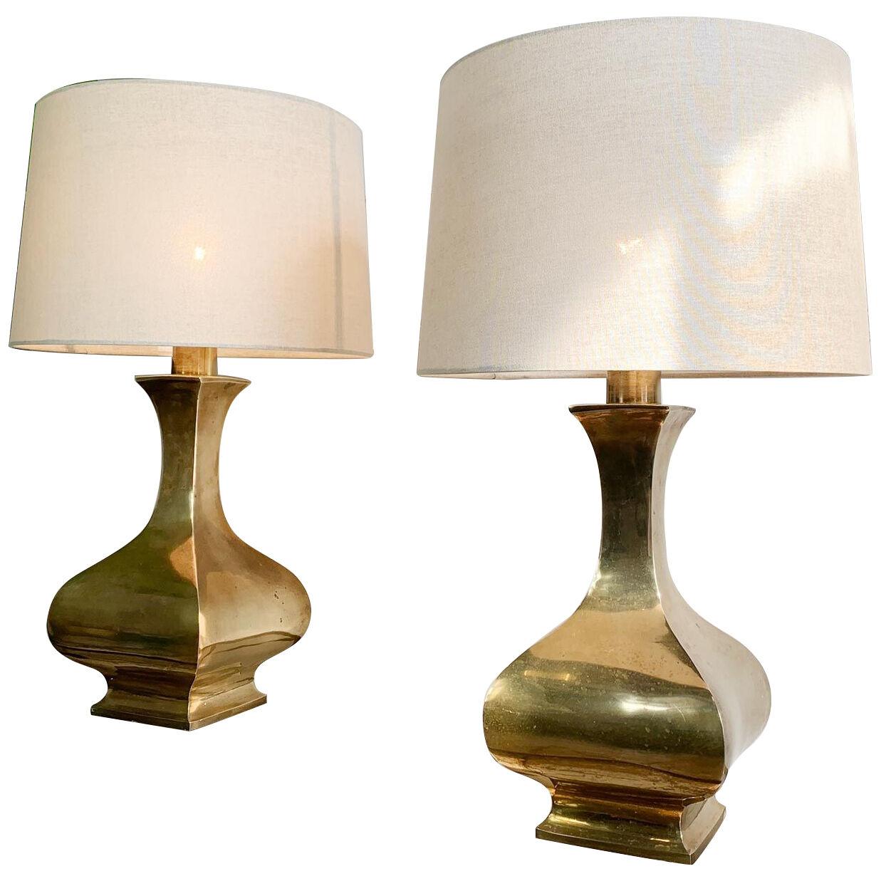 Pair of Maria Pergay Stainless Steel Table Lamps 
