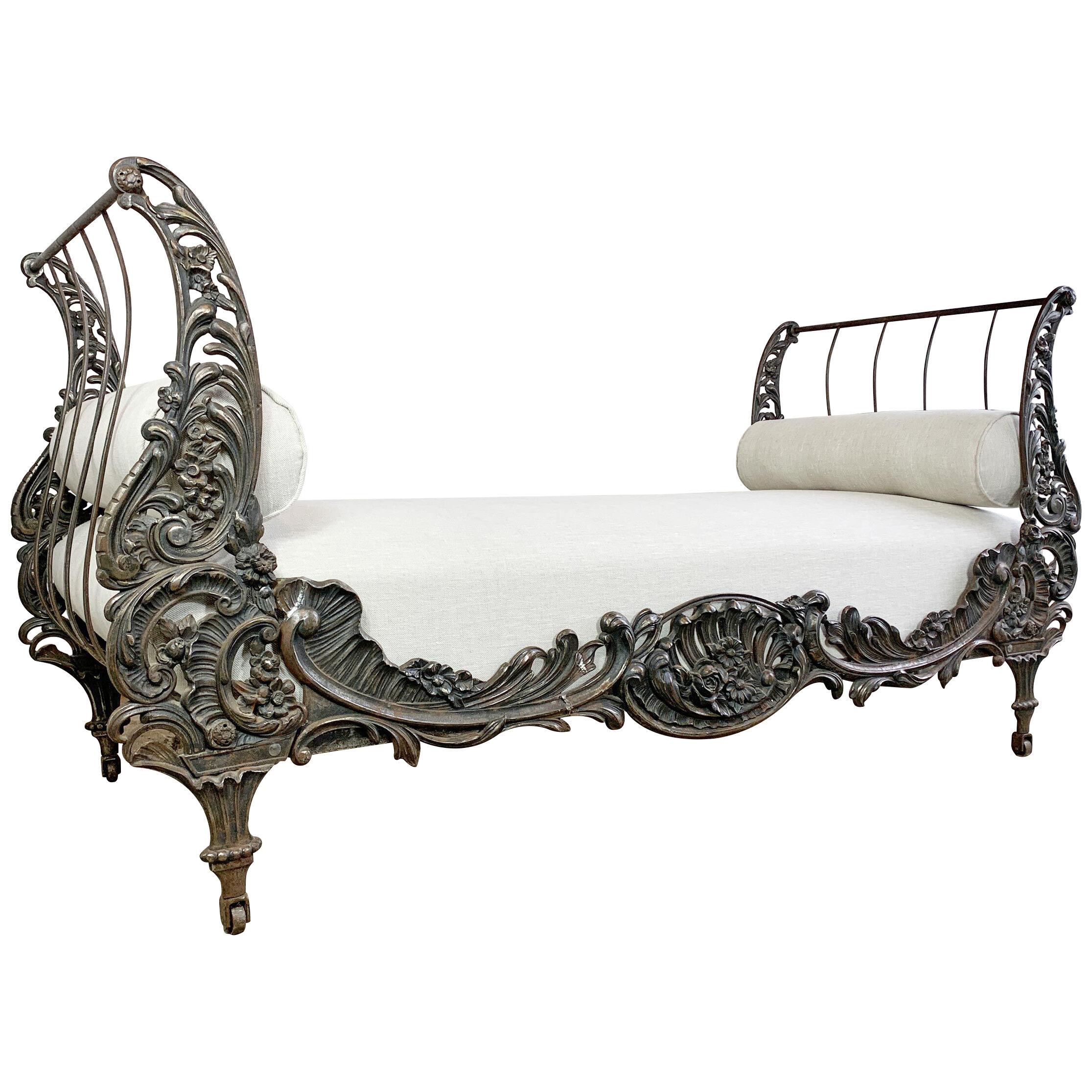 19th Century Art Nouveau Cast Iron French Daybed