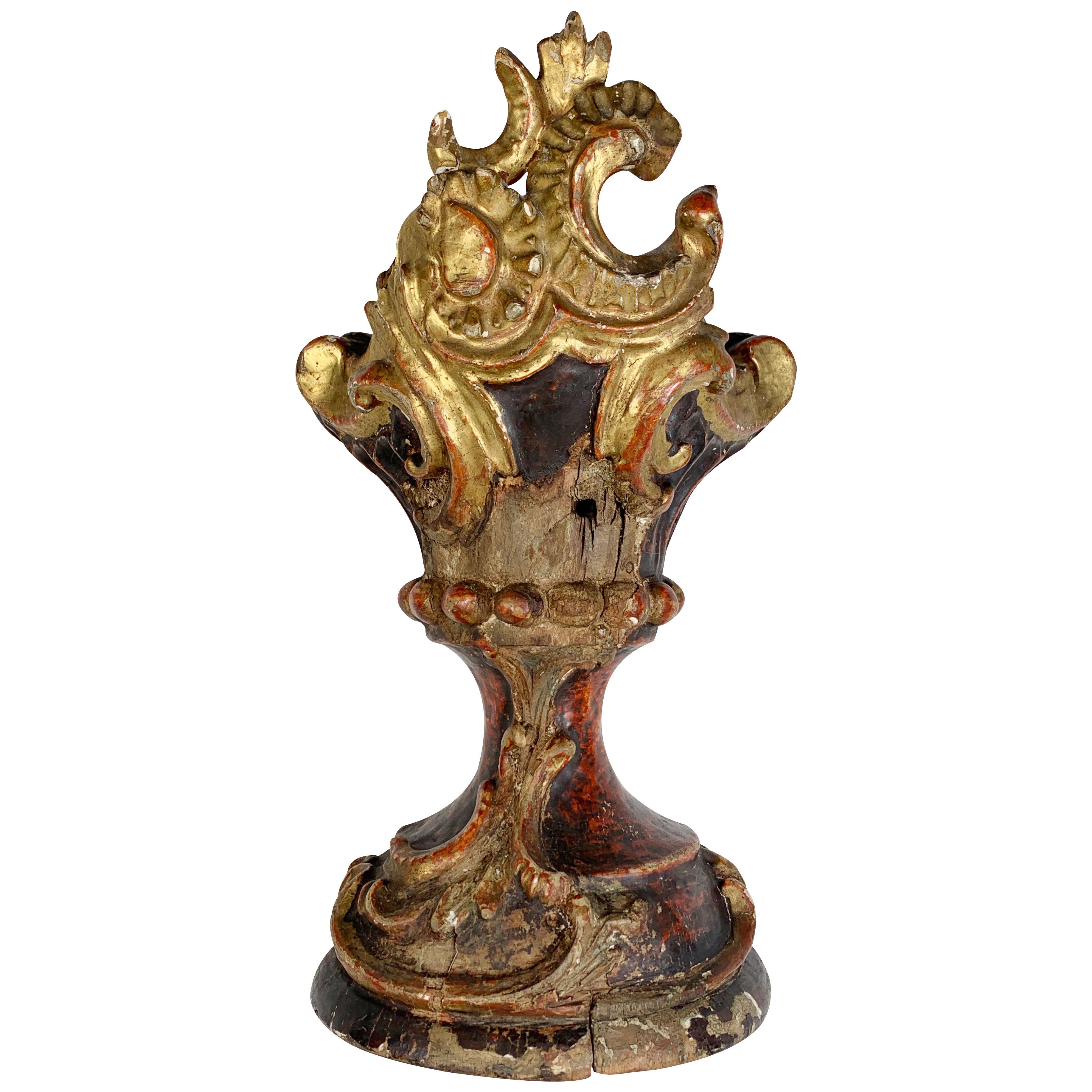 18th Century Rococo Altar Vase Wood and Gilded Gesso