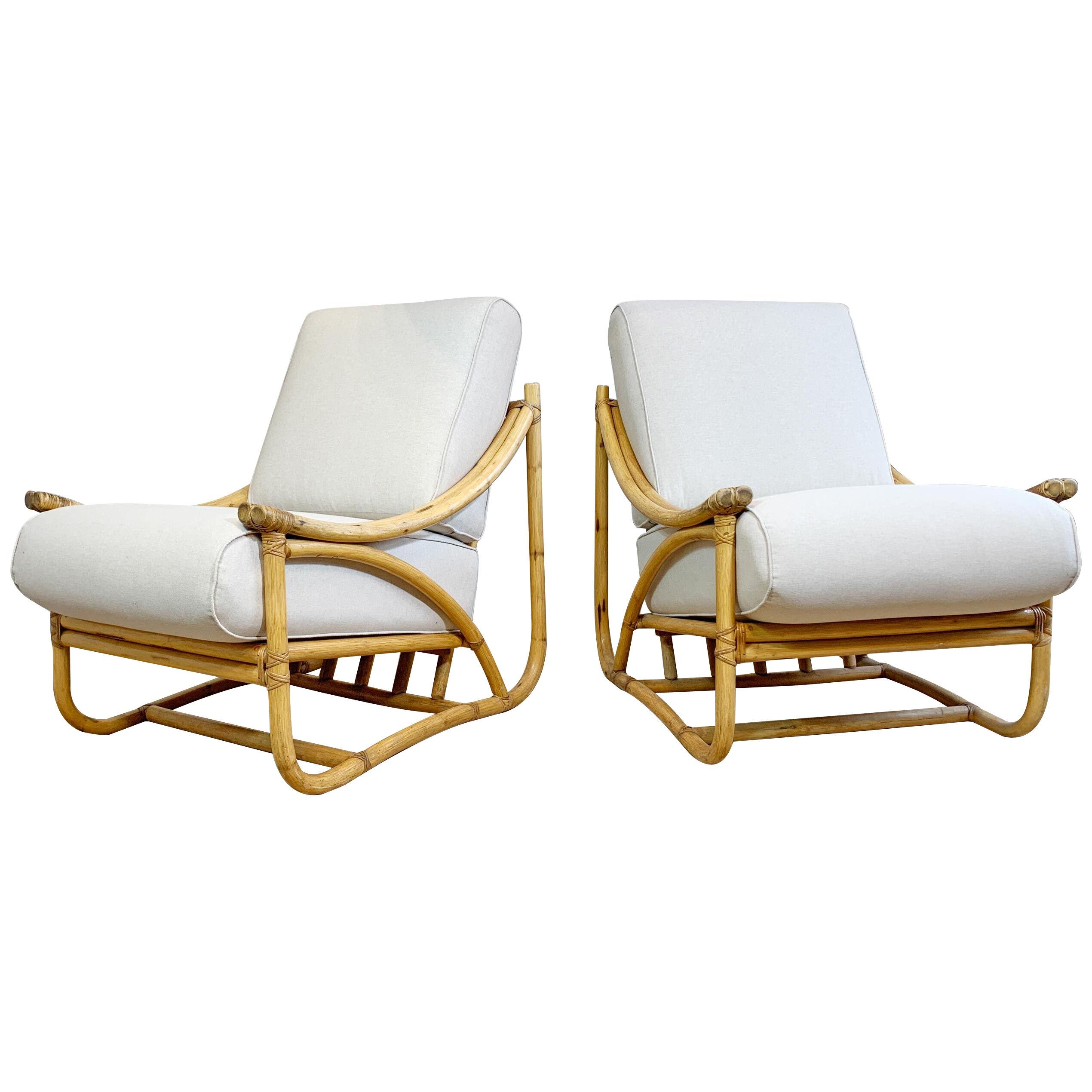 Pair of Angraves of Leicester Rattan Lounge Chairs 1950’s