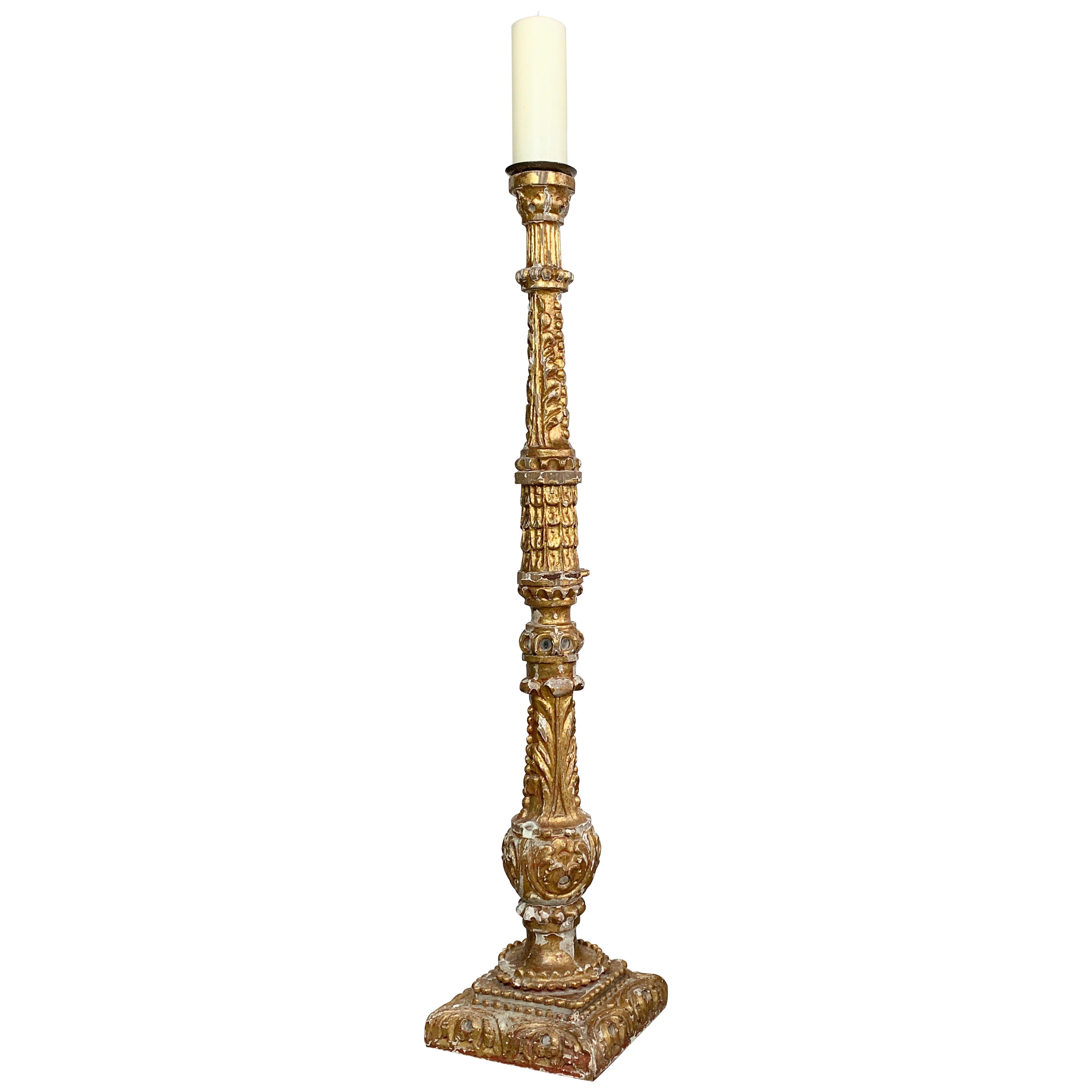 18th Century Tall Baroque Altar Pricket Candlestick