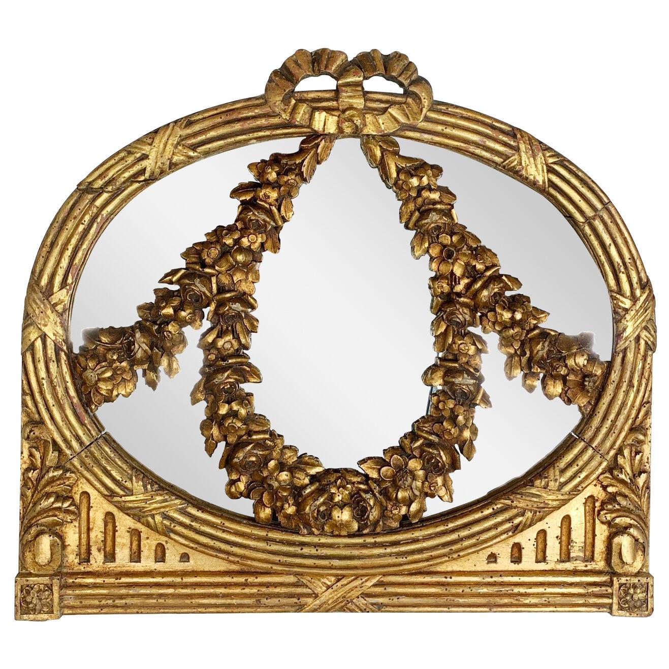 18th Century Carved Gilt Wood Floral Swags Mirror