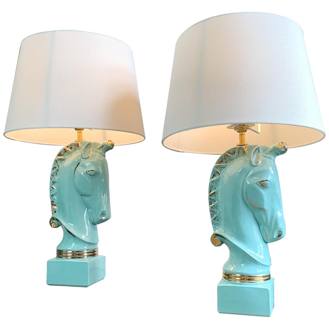 Pair of 1950’s Howell Ceramic Unicorn Lamps