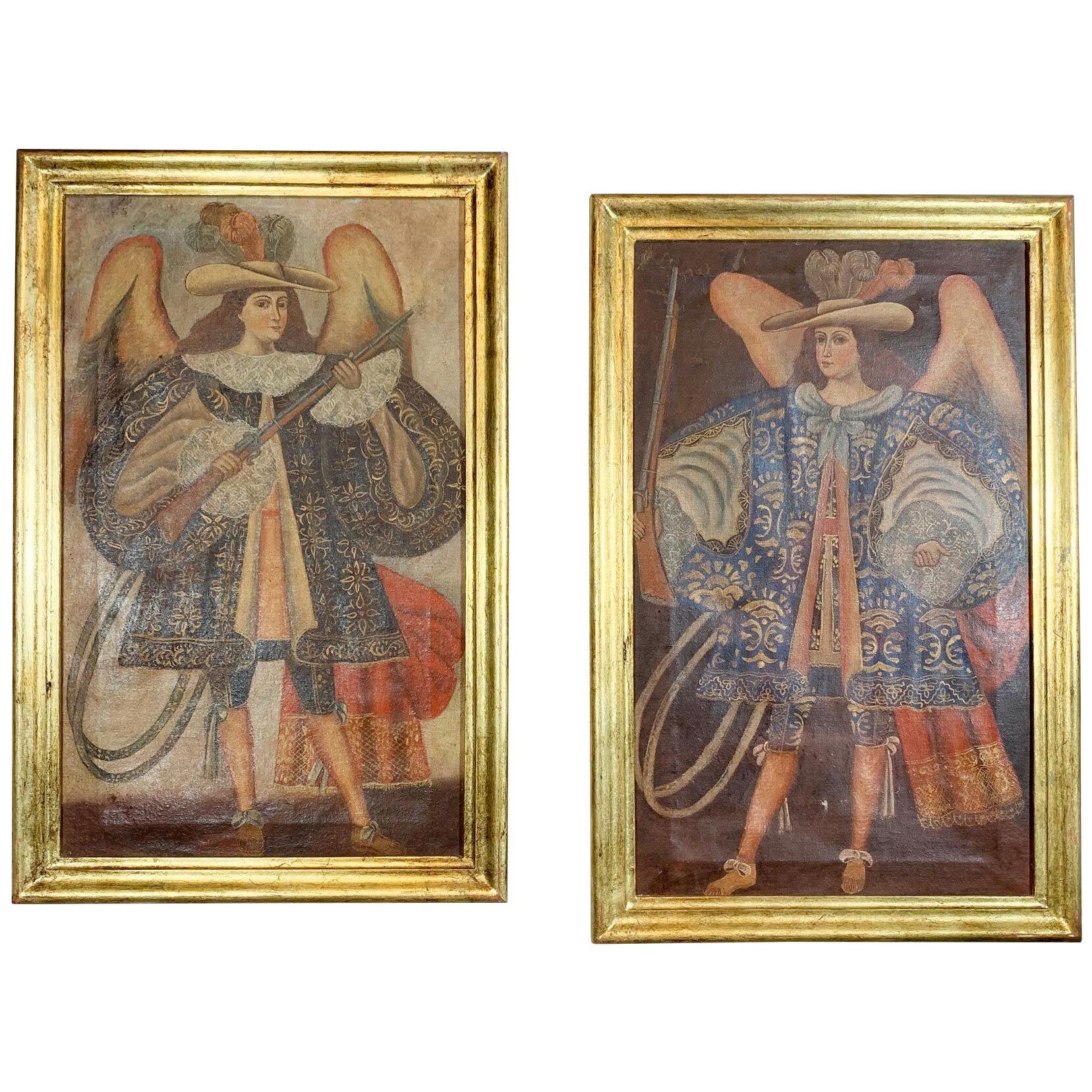 Pair of 19th Century Cuzco School Oil Paintings on Canvas