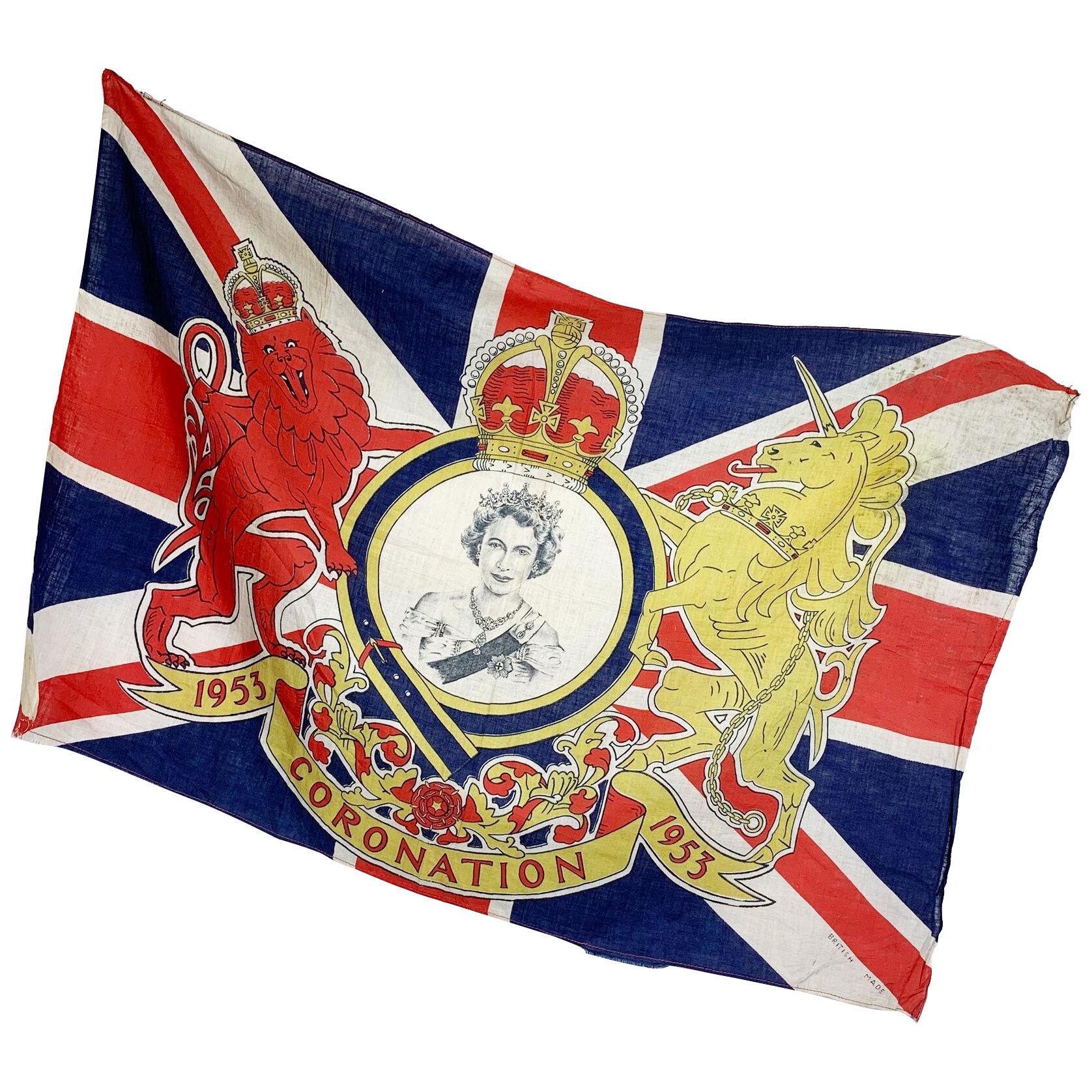  Queen Elizabeth ll 1953 Royal Coronation Flag