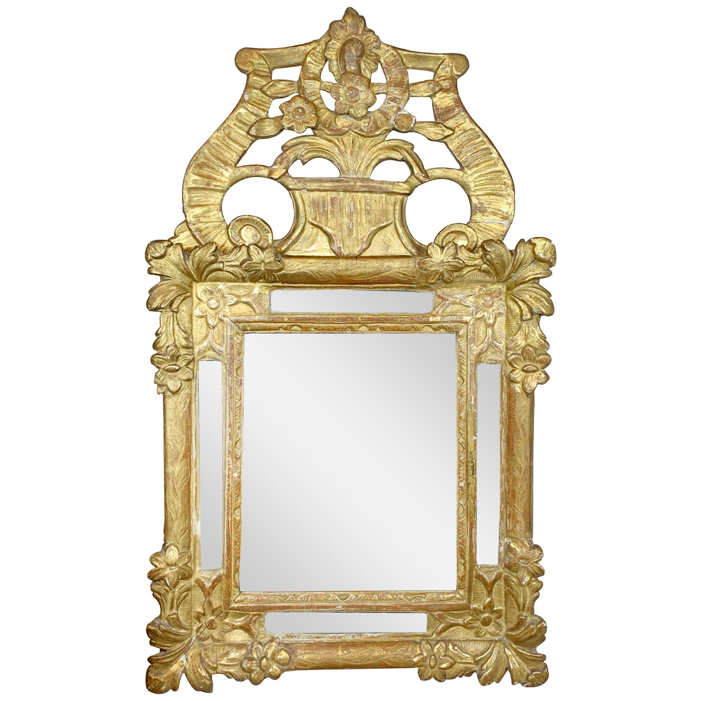 18th Century French Rococo Giltwood Marriage Mirror