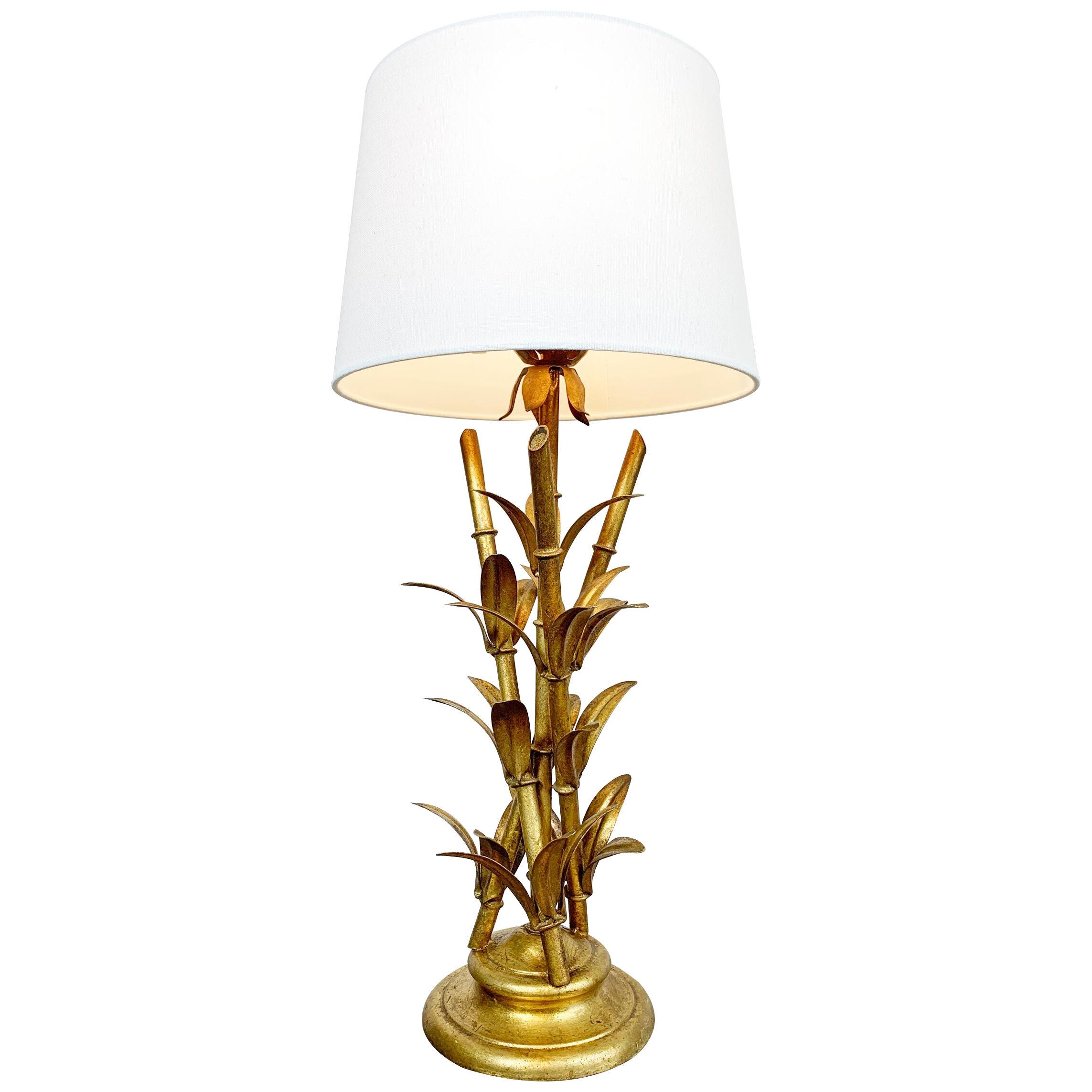  Italian Faux Bamboo Gilt Table Lamp 1950’s