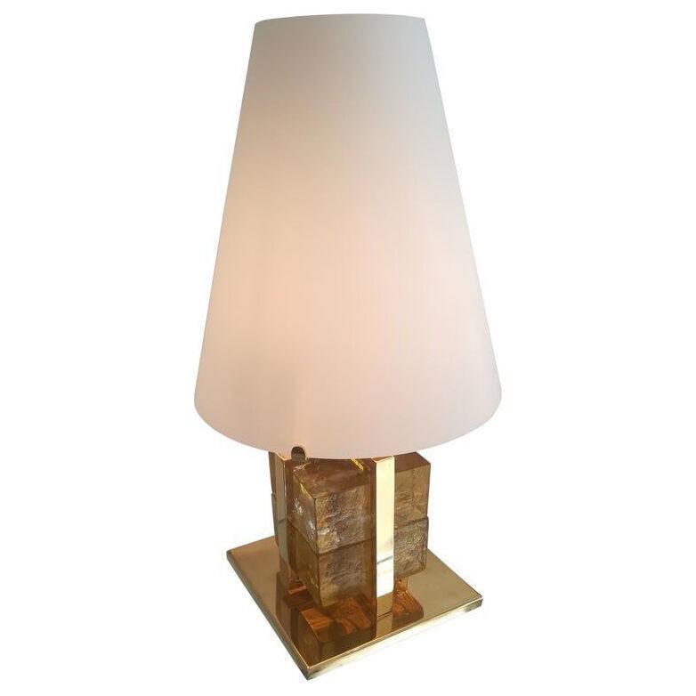 Murano Glass and Brass Table Lamp
