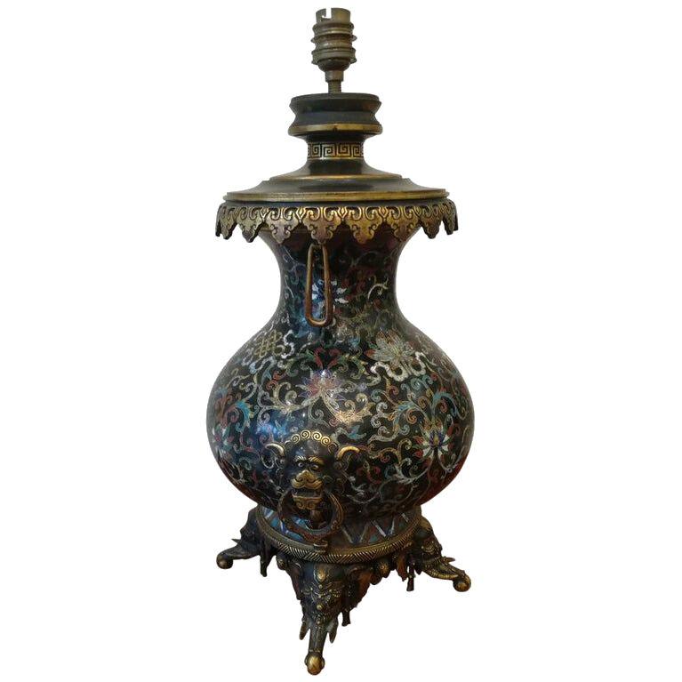 Ferdinand Barbedienne XIX°Cloisonné Table Lamp