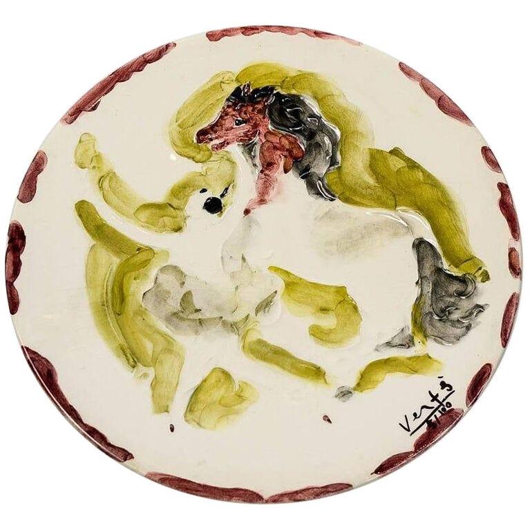 Marcel Vertes Beautiful Ceramic Dish to the Prancing Horse, circa 1950