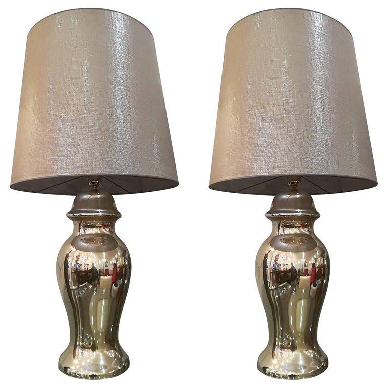 Beautiful Pair of Eglomized Table Lamps