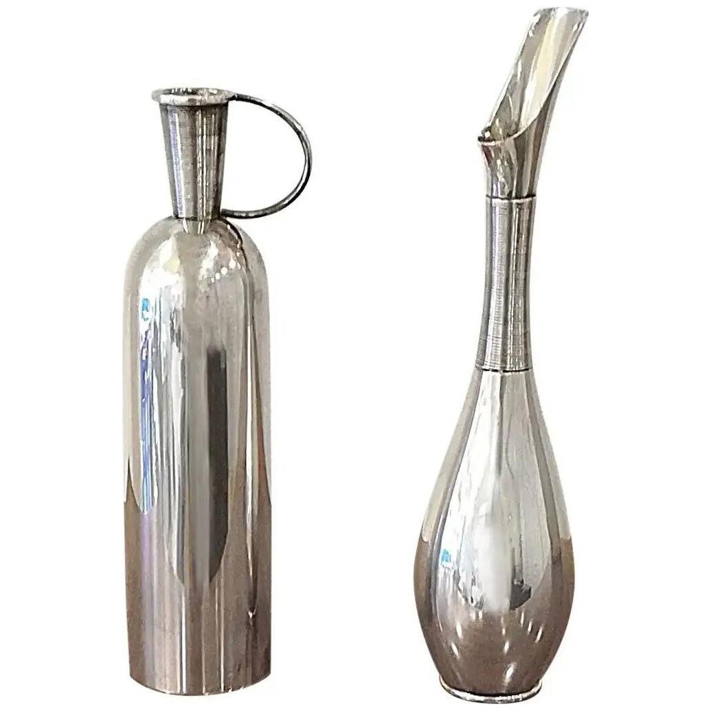 Franz Hindelberg Two 925 Sterling Silver Orchid Vases, circa 1930
