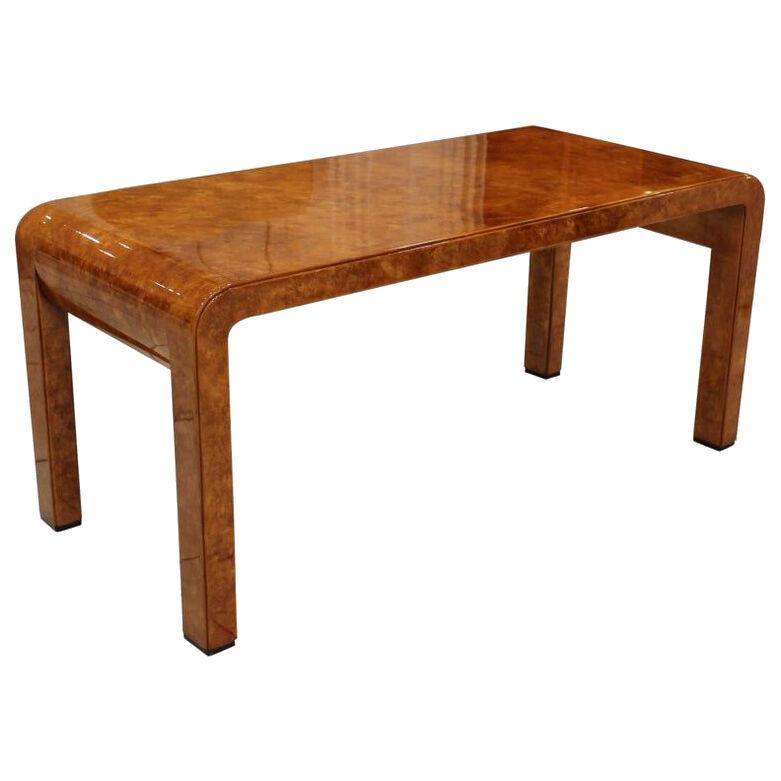Low Table in Varnished Parchment Veneer Attributed Aldo Tura