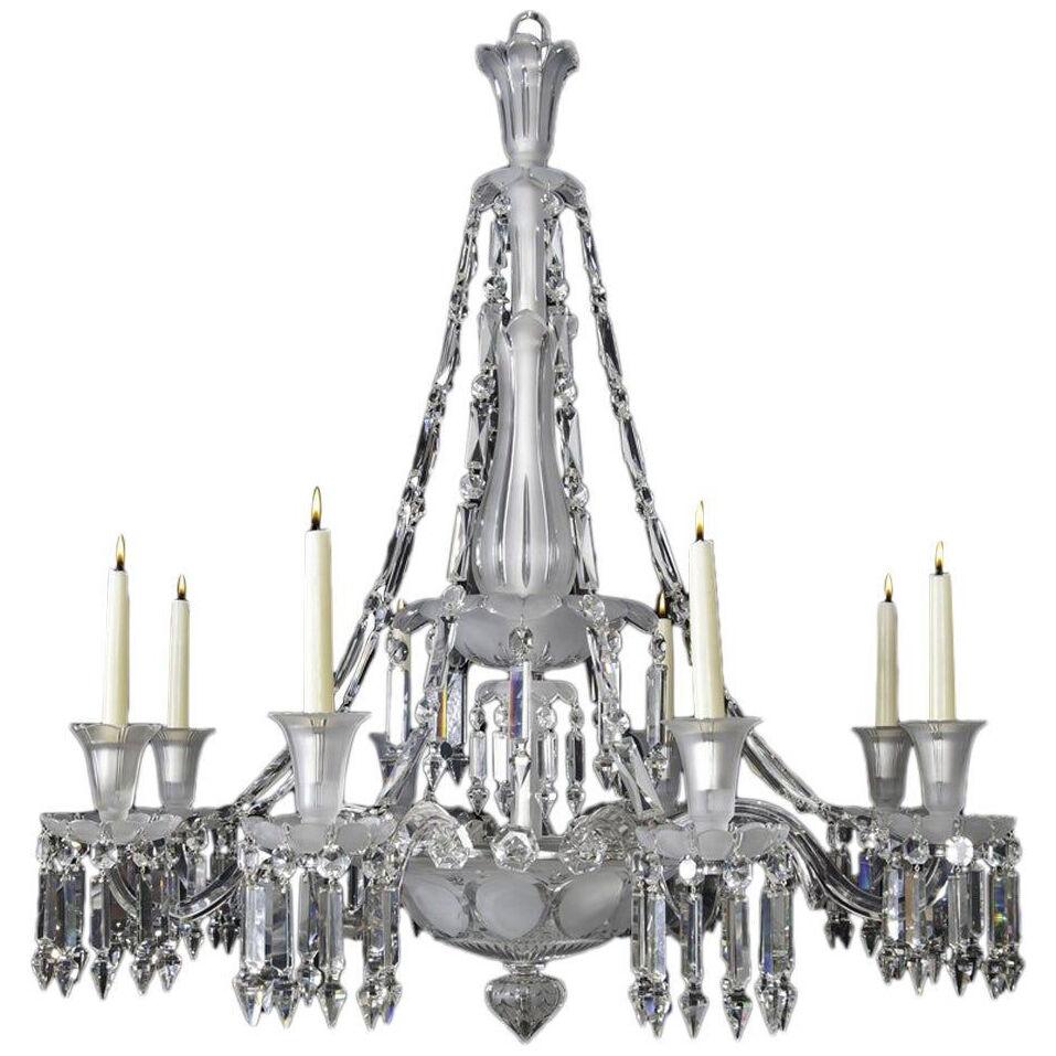 Fine Quality Mid-Victorian Eight-Light Frosted-Glass Antique Chandelier
