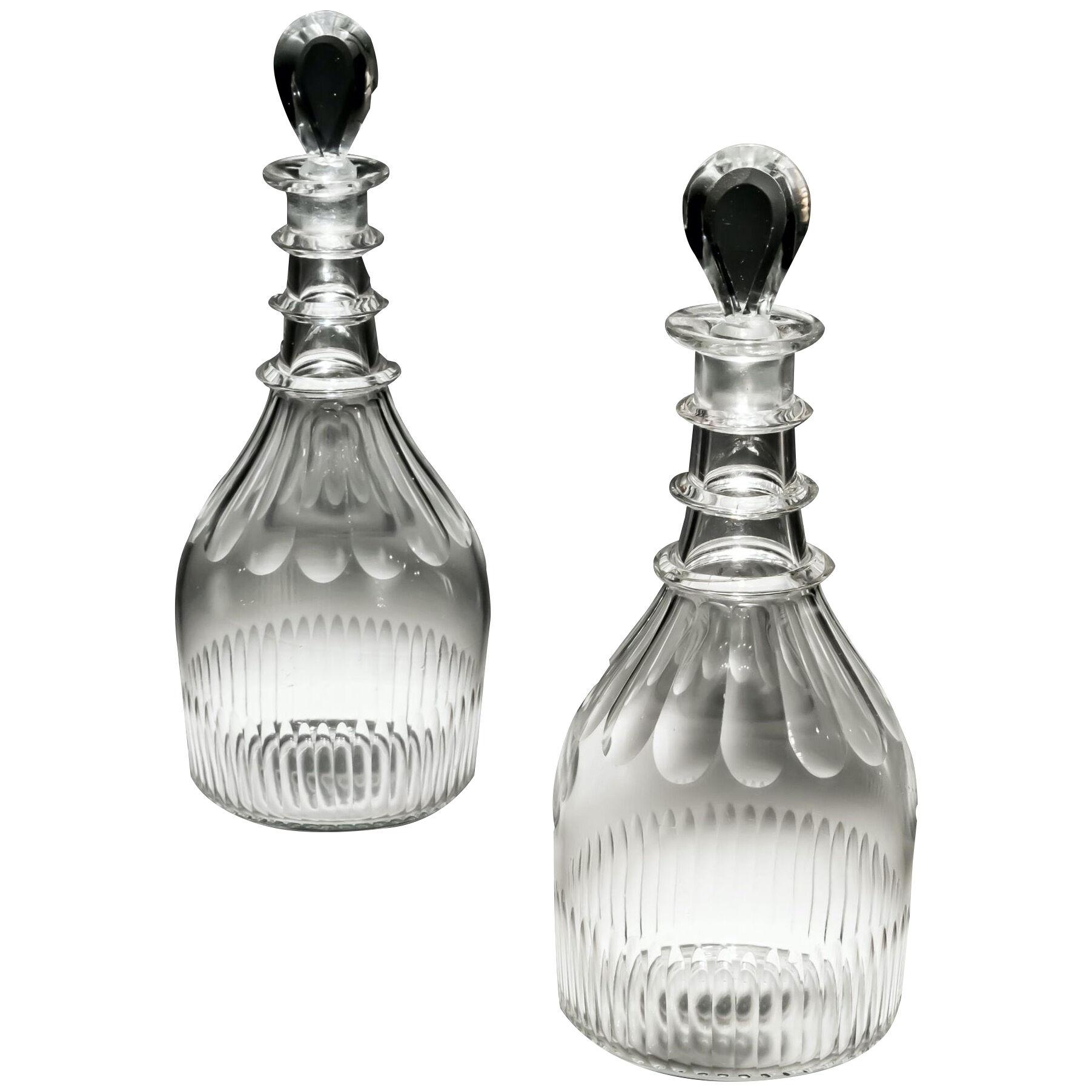 A Pair of Slice & Flute Cut Decanters