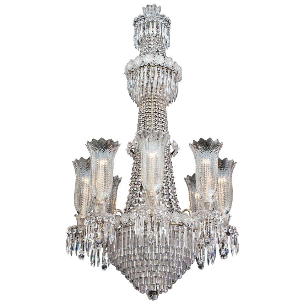 Large Eight-Light Regency Tent and Waterfall Chandelier of the Finest Quality