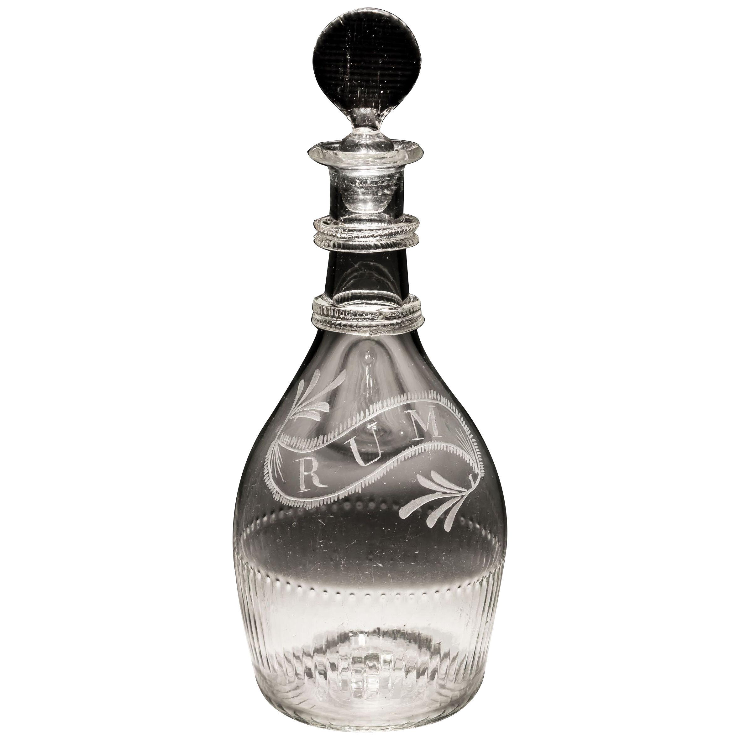 An Engraved Irish Rum Decanter Attributed to Cork & Co	
