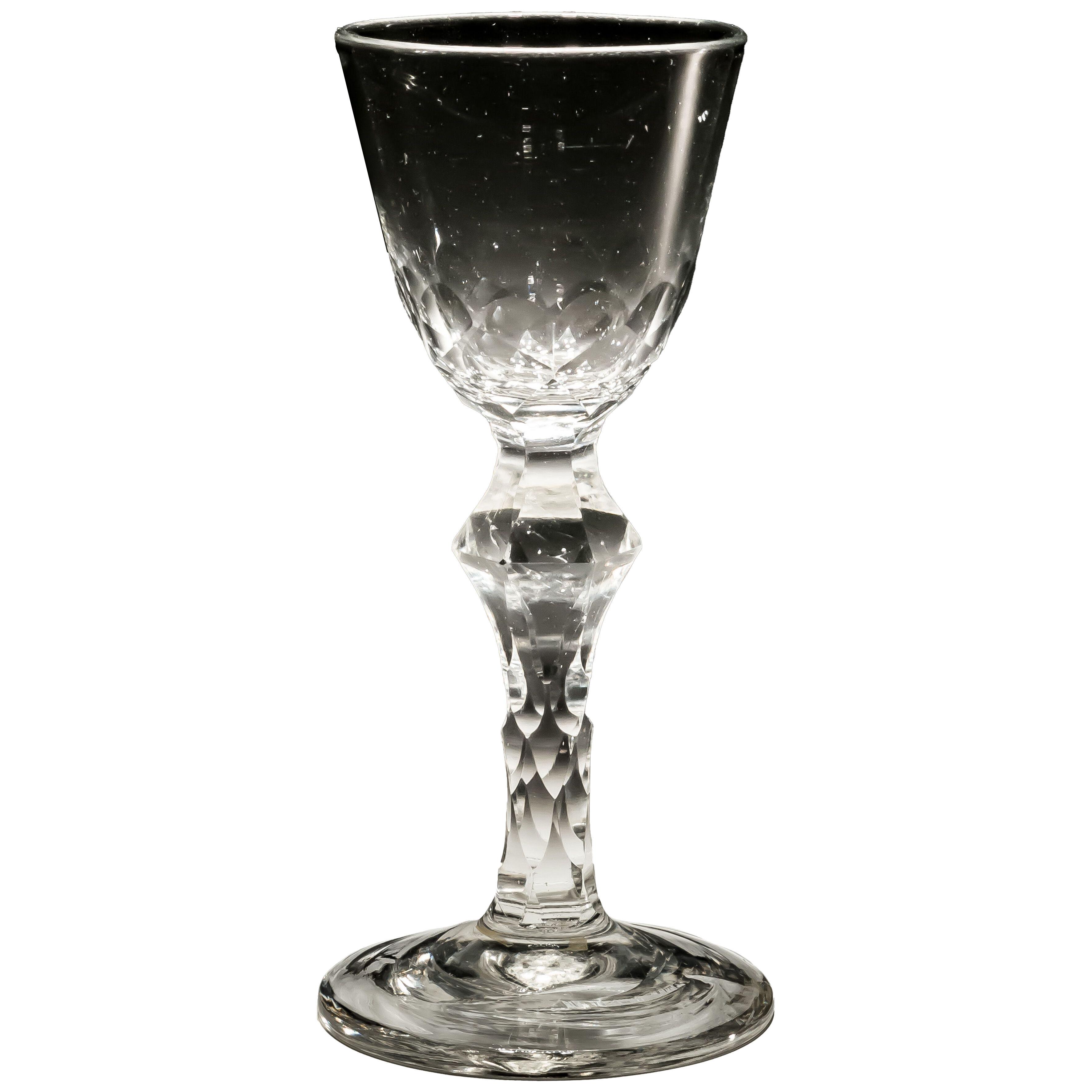 Unusual Facet Stem Wine Glass